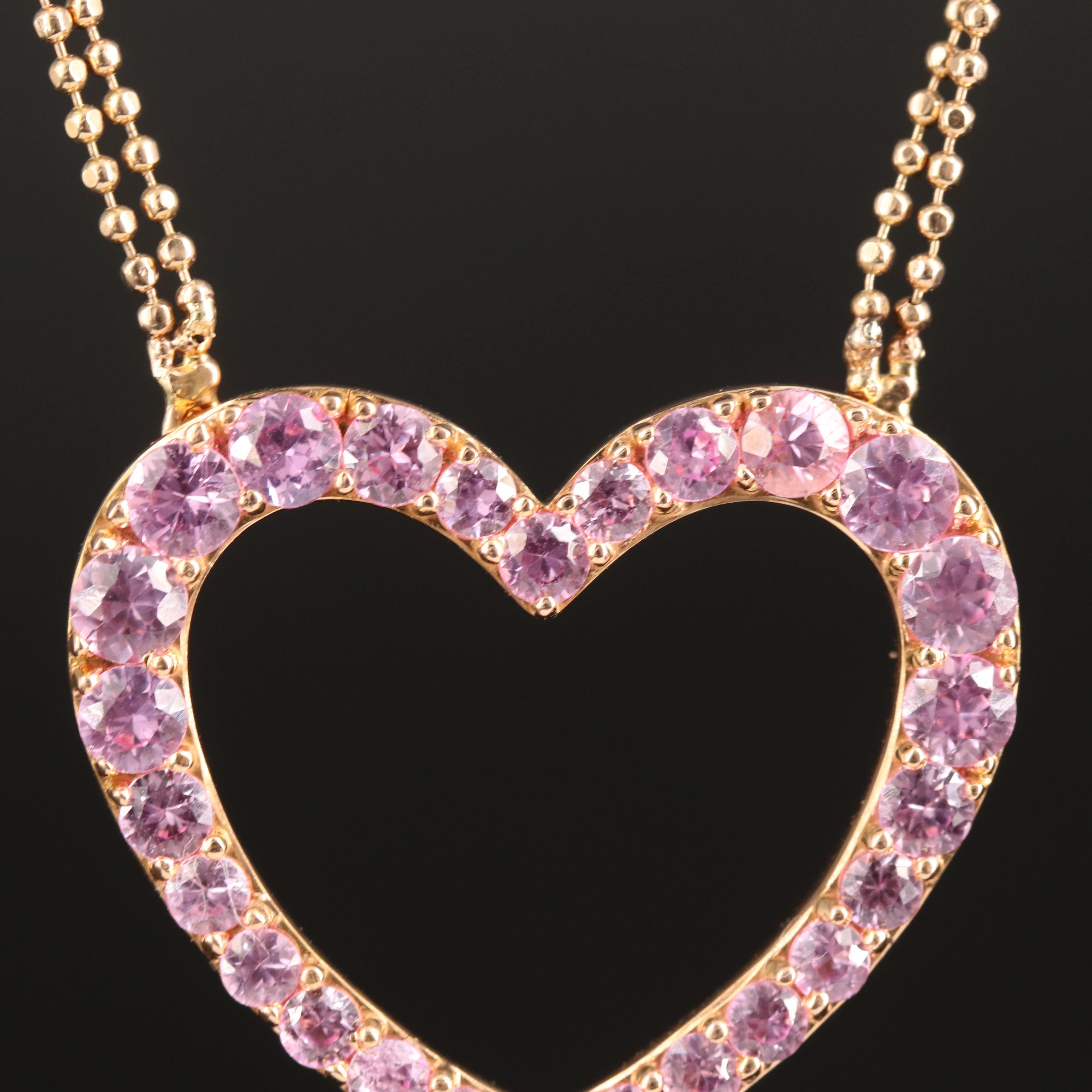18K Rose Gold Sapphire Heart Necklace