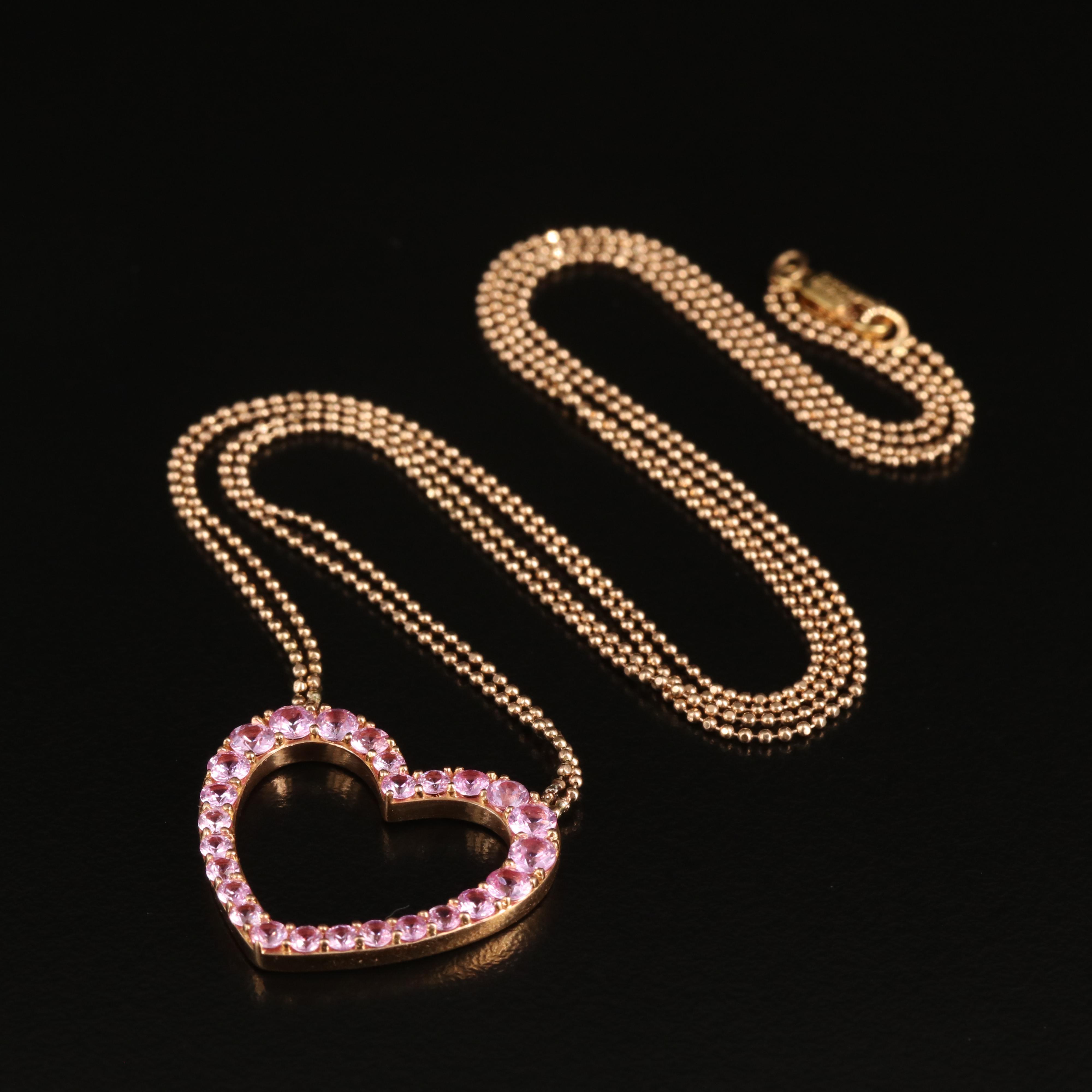 18K Rose Gold Sapphire Heart Necklace