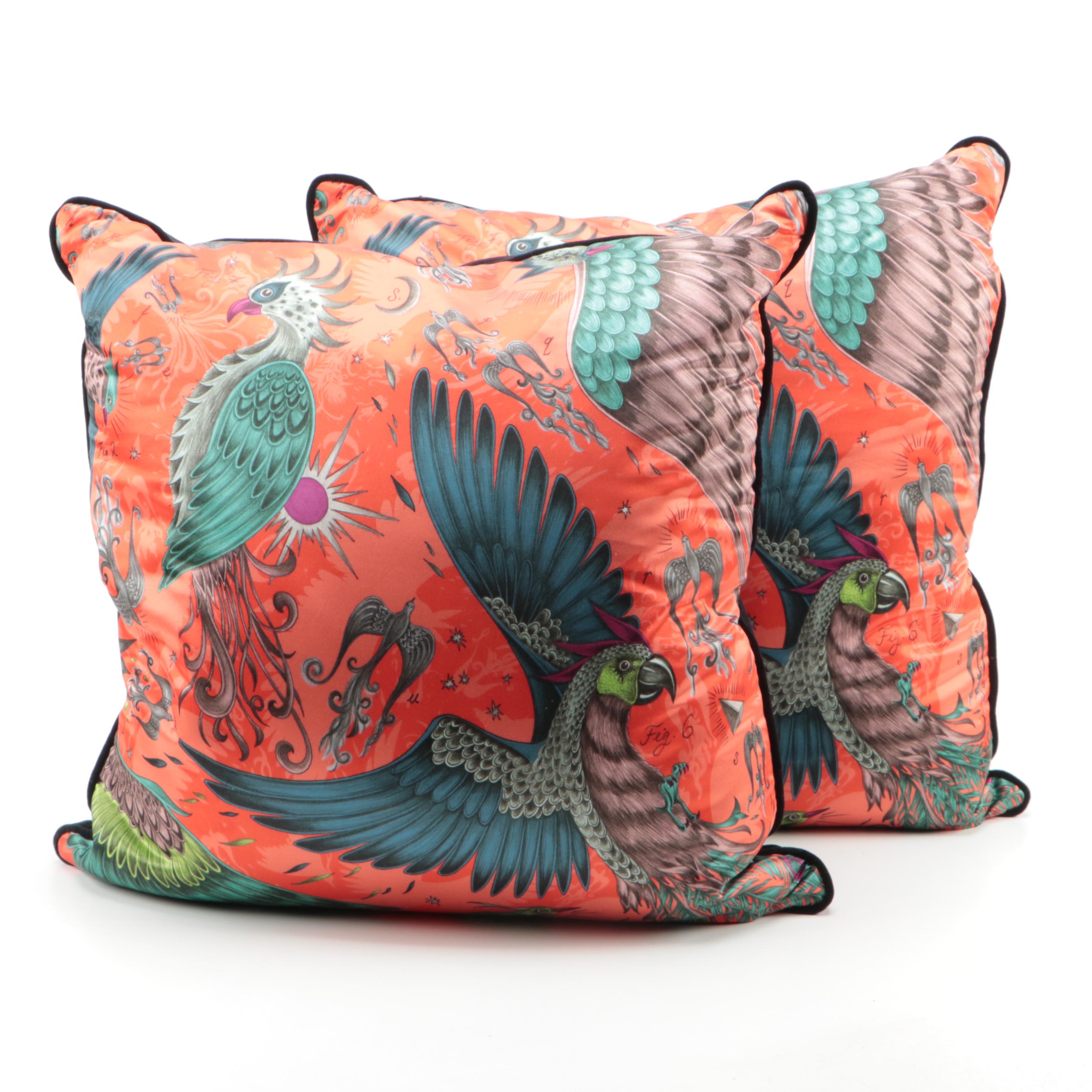 Emma Shipley Silk and Velvet "Phoenix" Throw Pillows