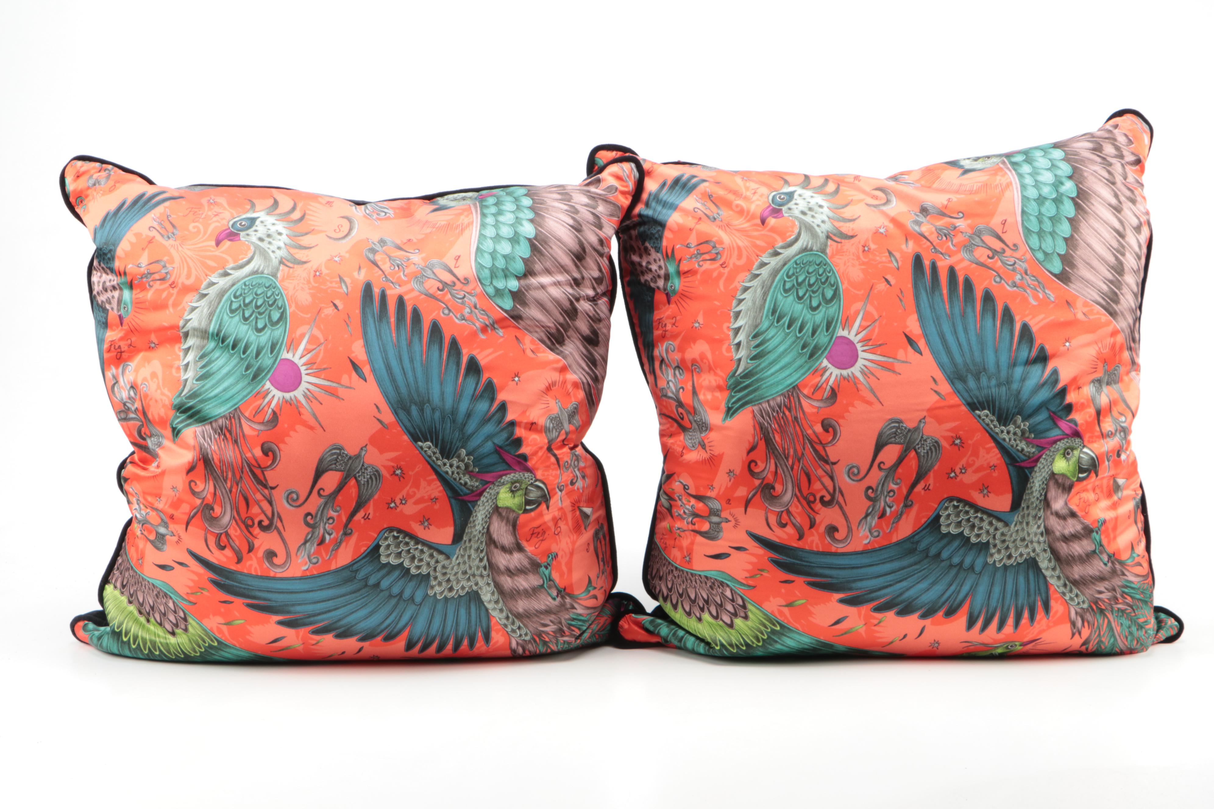 Emma Shipley Silk and Velvet "Phoenix" Throw Pillows