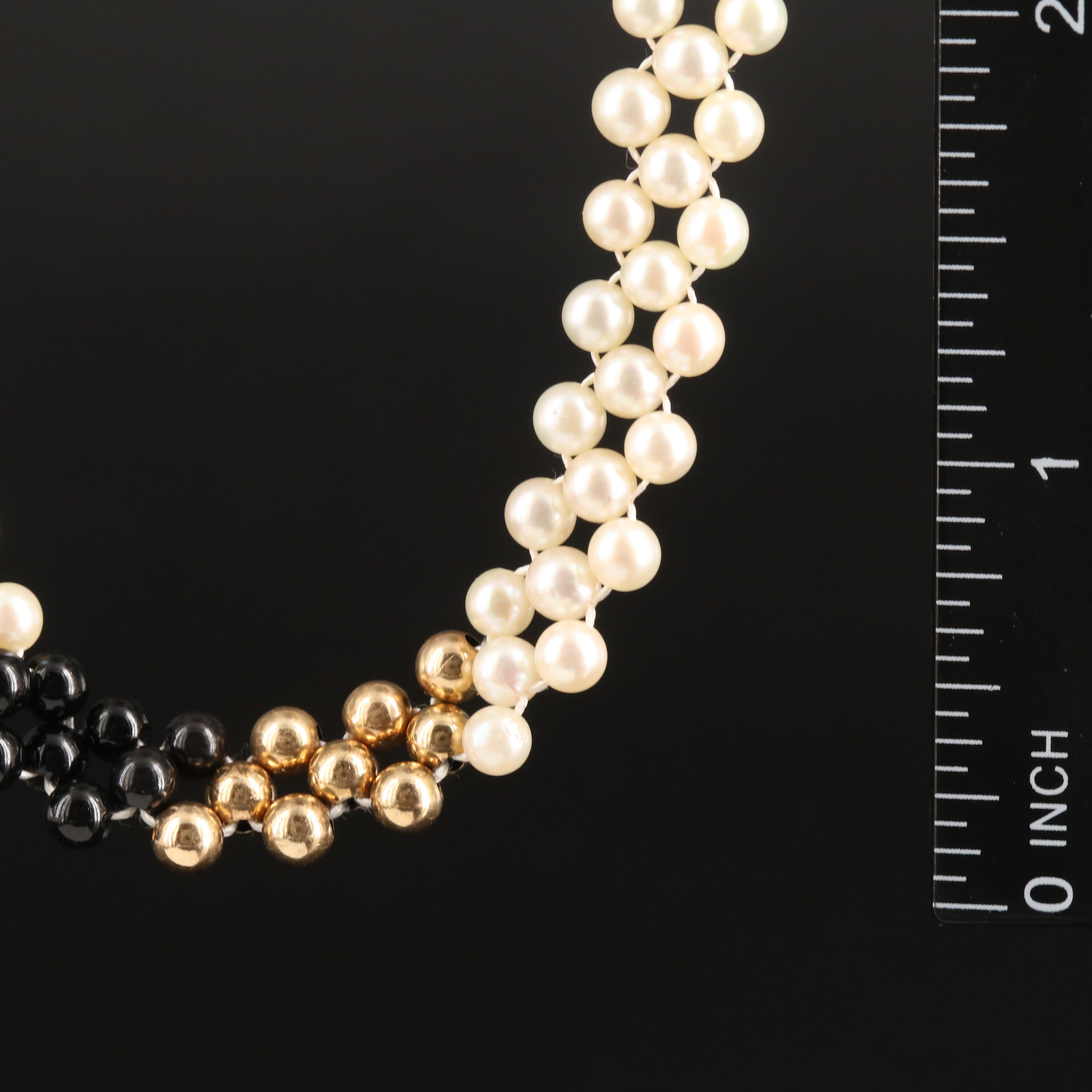 14K Pearl and Black Onyx Necklace
