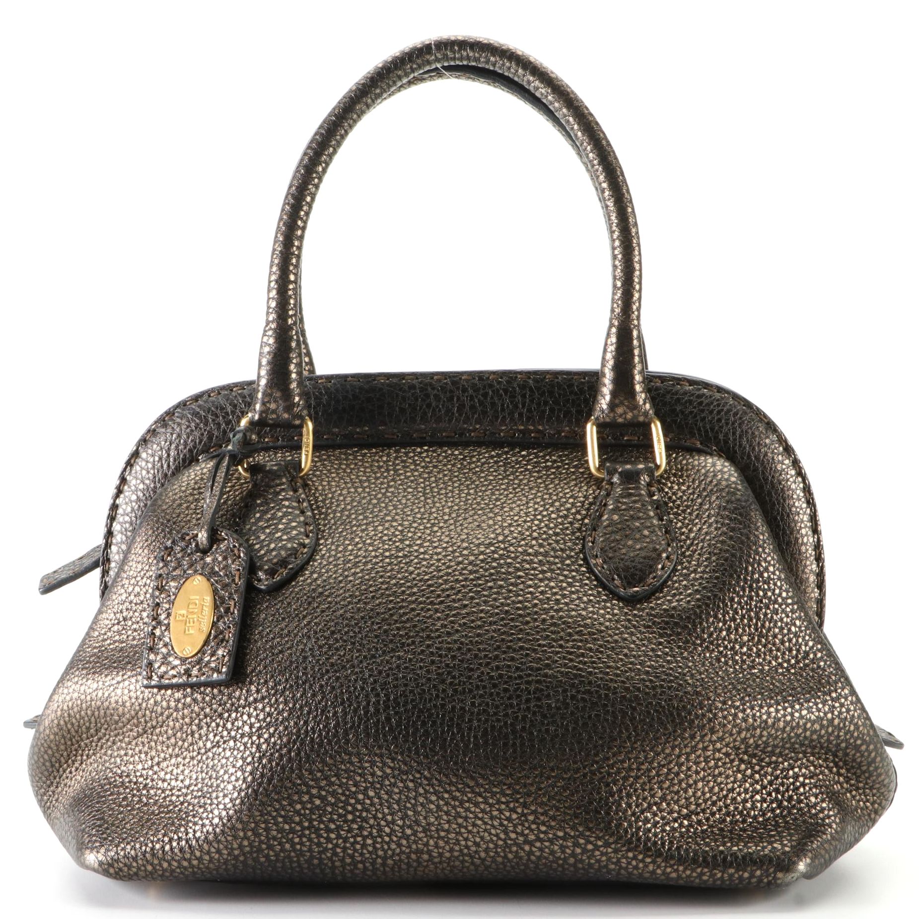 Fendi Selleria Metallic Grain Leather Doctor Bag