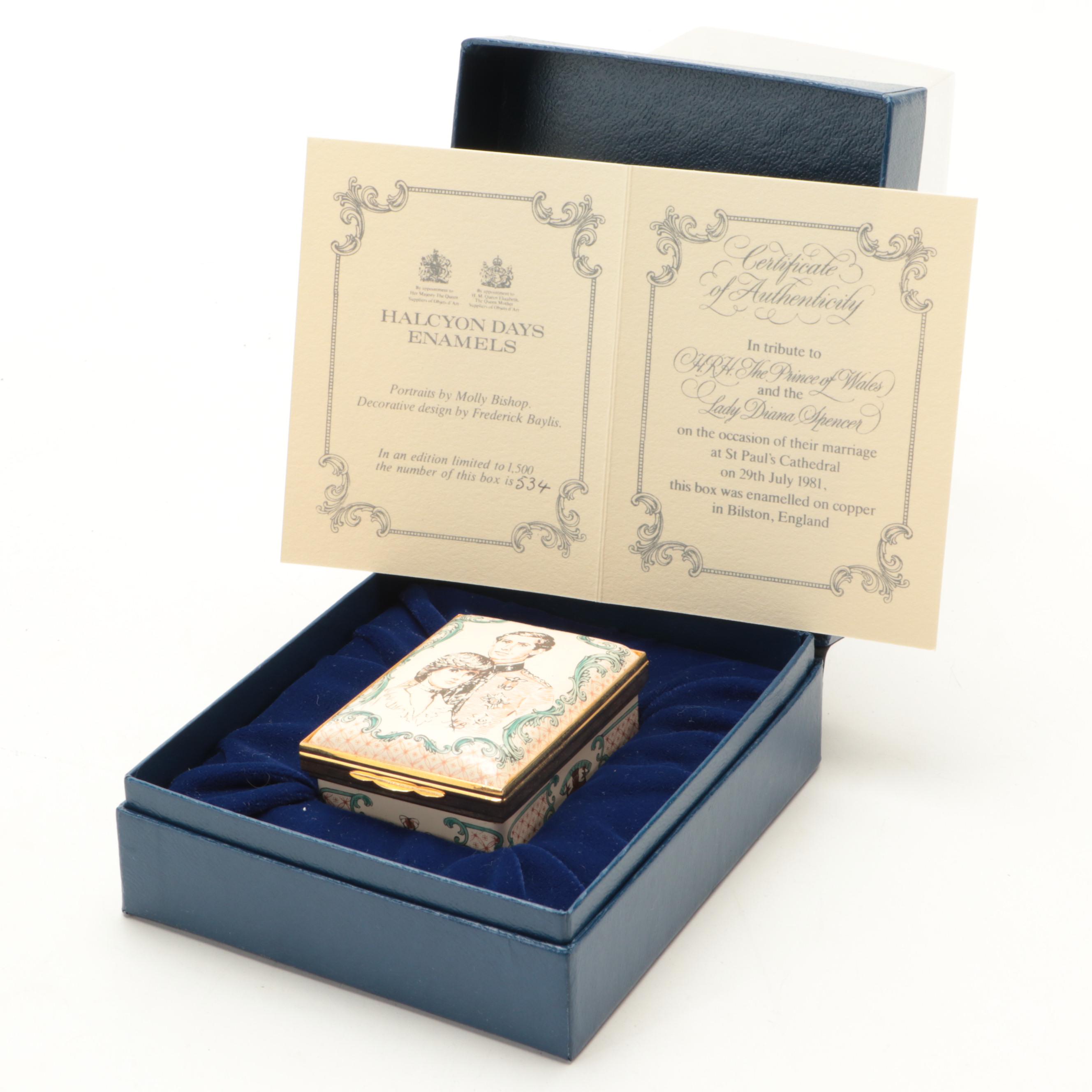 Halcyon Days Limited Edition Charles and Diana Wedding Commemorative Box, 1981