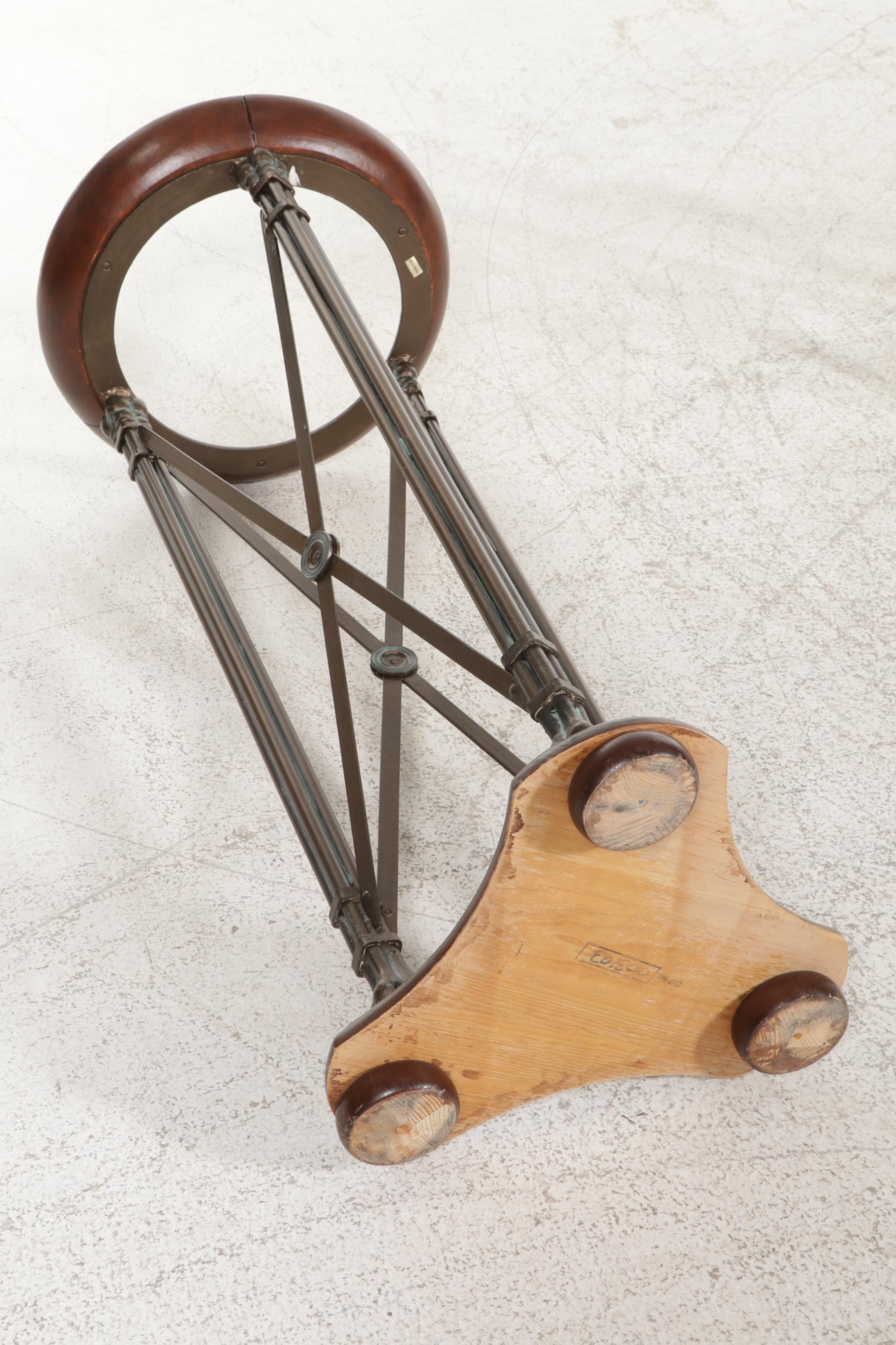 French Empire Style Patinated Metal, Glass and Wood Console Table and Fern Stand