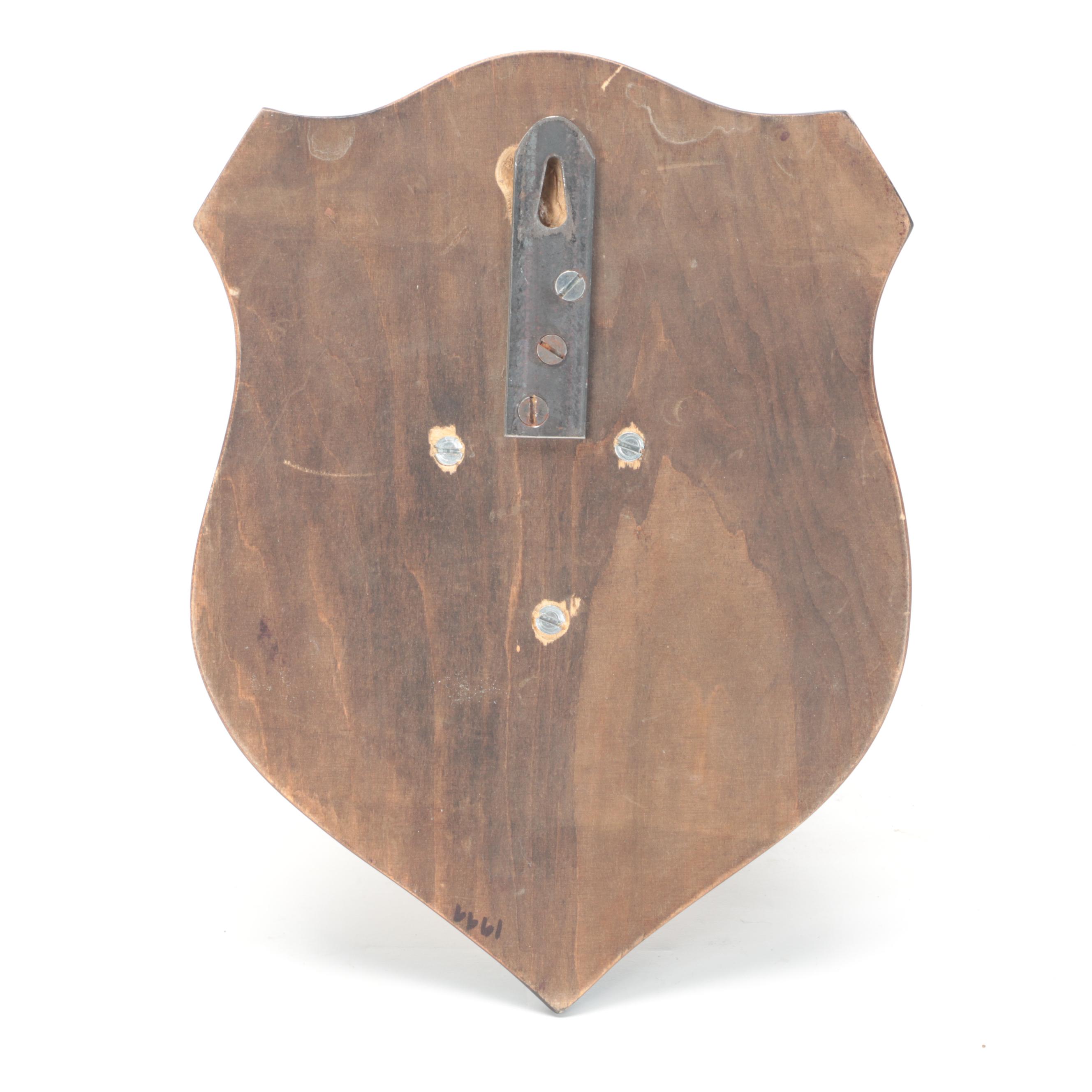 Taxidermy Pronghorn Horns Mounted On Wooden Wall Plaque