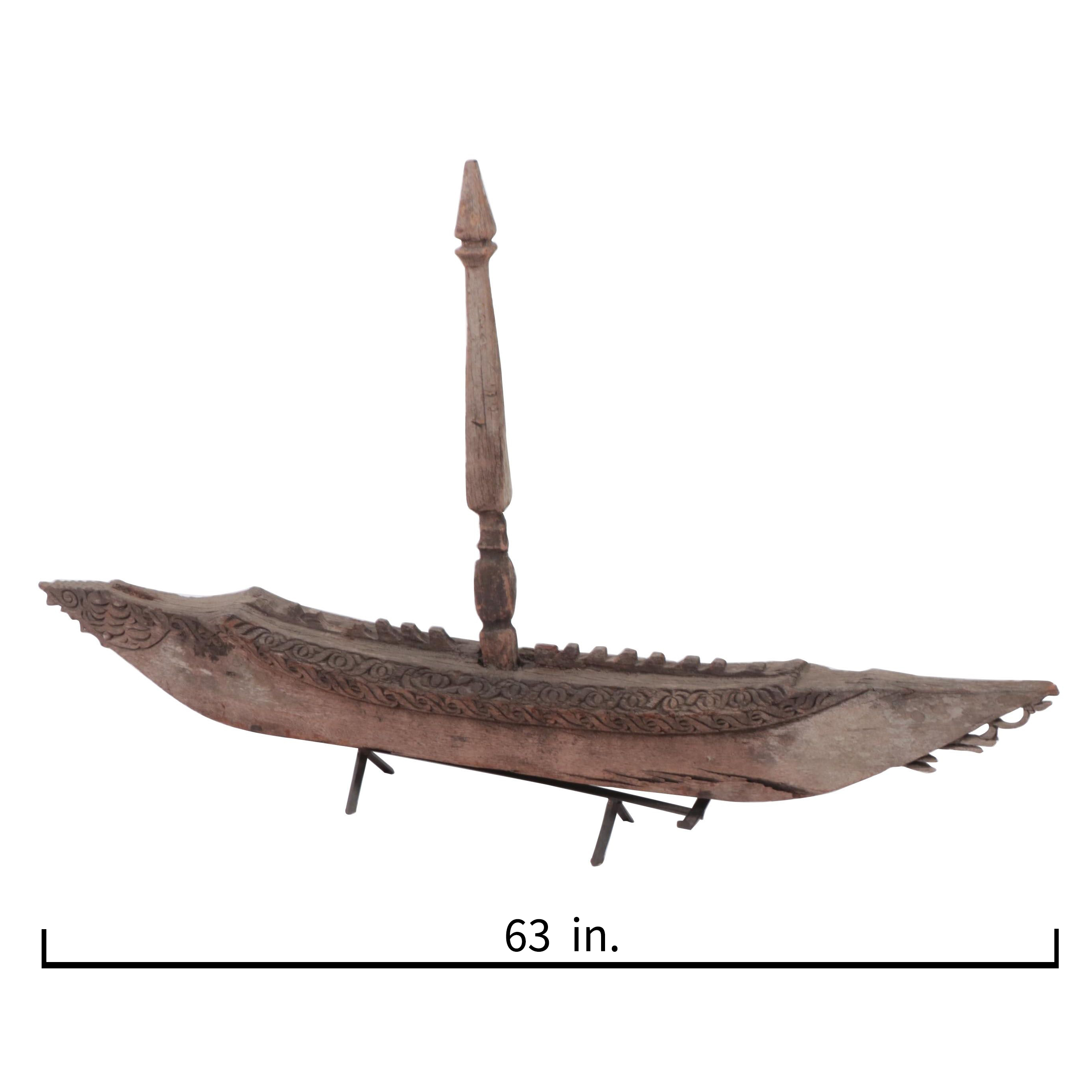 Sulu Sea Molave Wood "Sunduk" or Spirit Boat Grave Marker, Early 20th Century