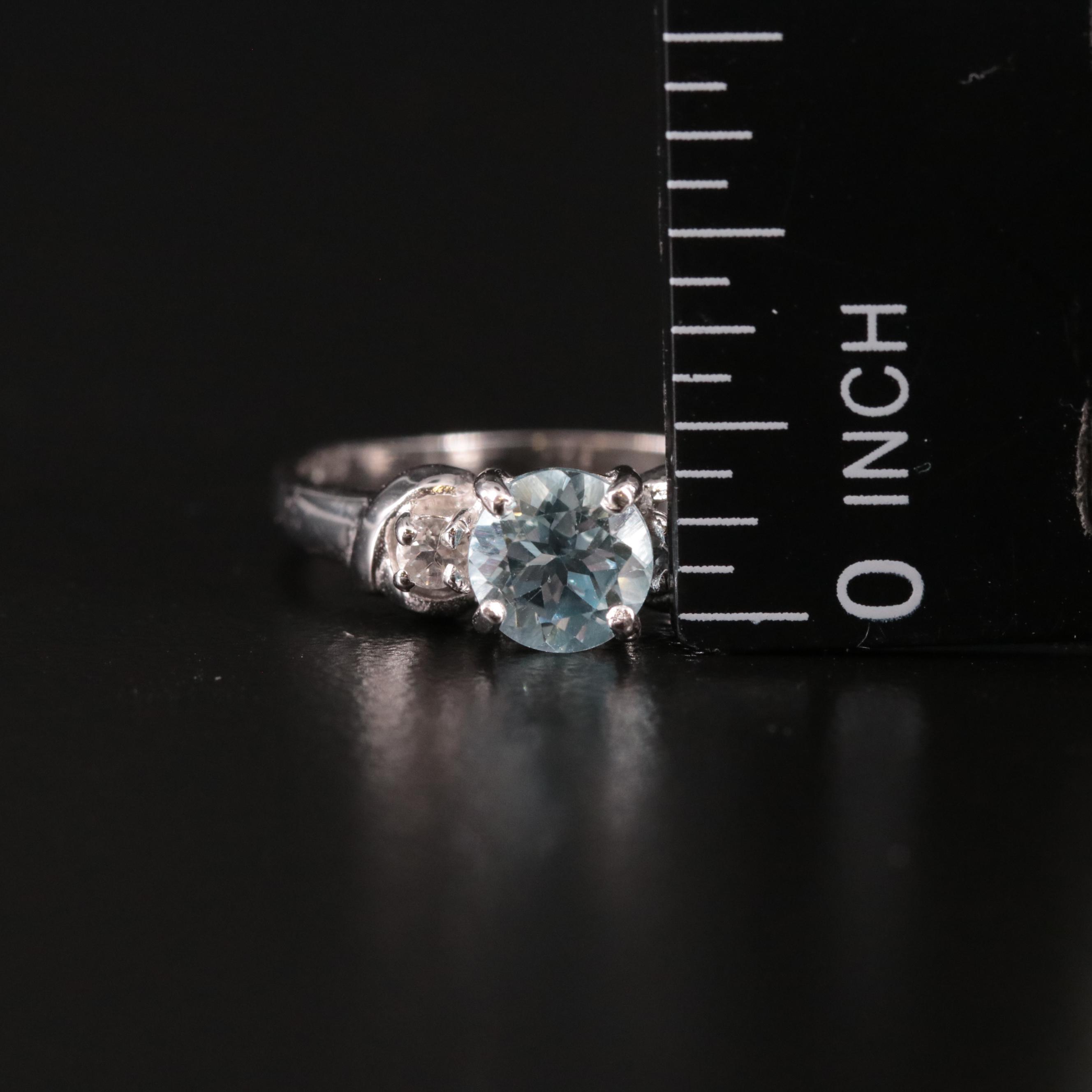 Sterling Blue Topaz with White Topaz Ring