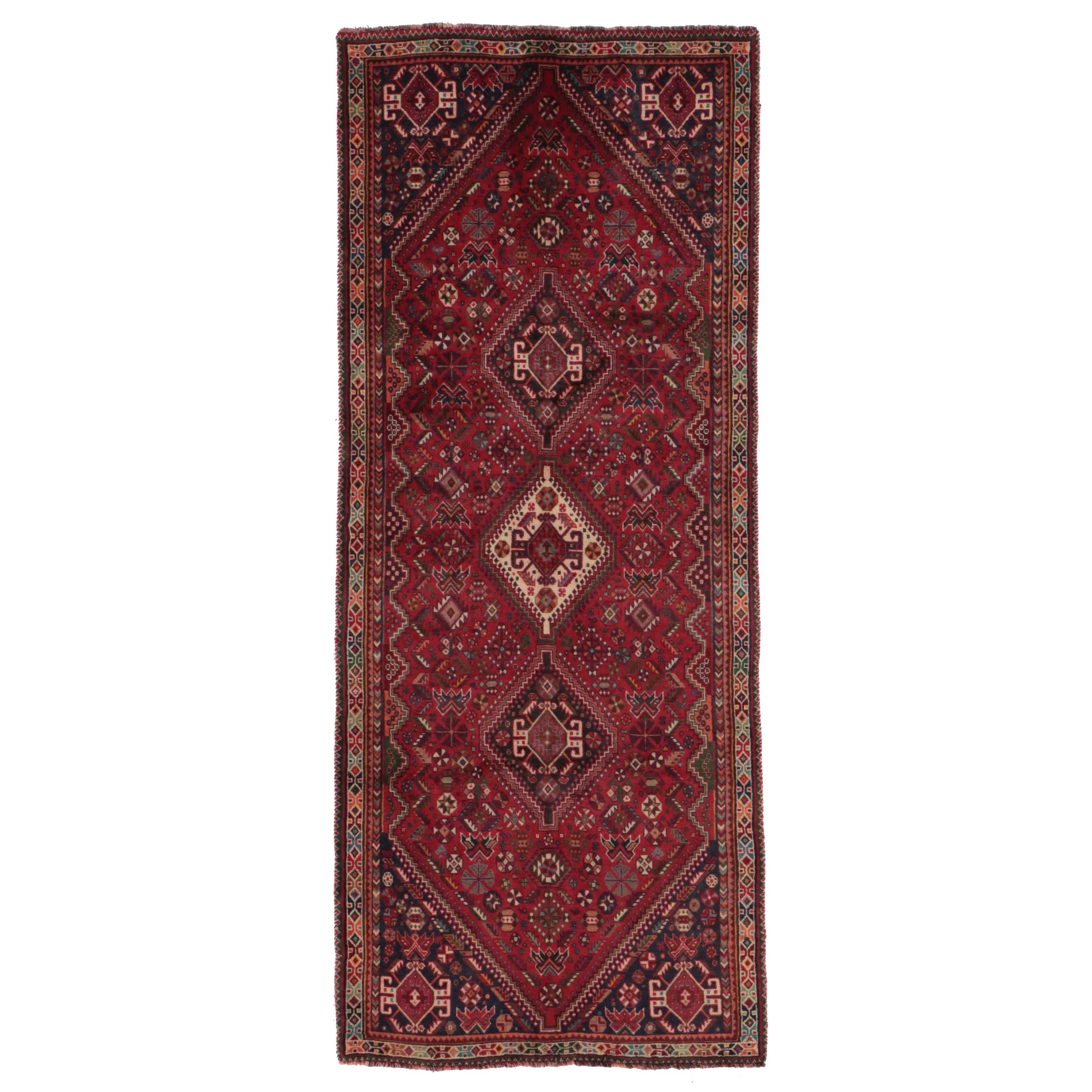 3'8 x 9'2 Hand-Knotted Persian Qashqai Long Rug