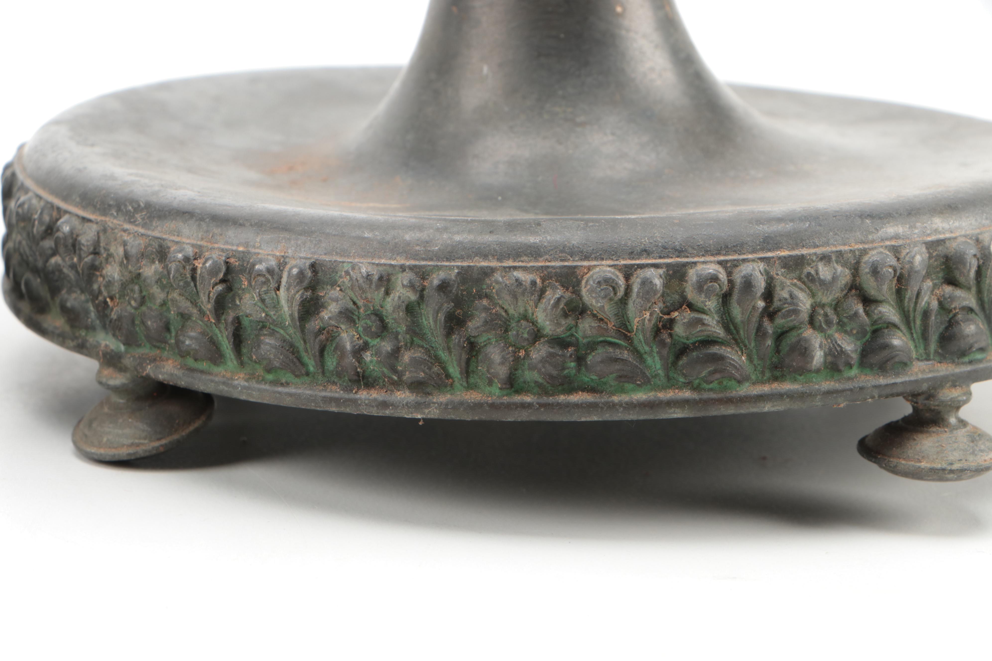 Pair of Late Victorian Pairpoint Pewter Chambersticks