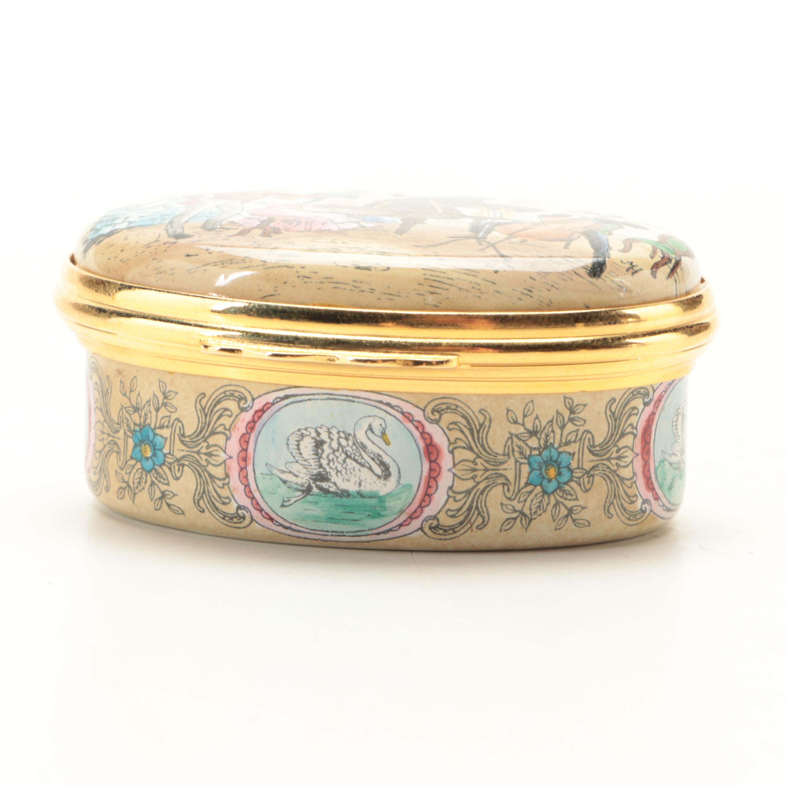 Halcyon Days Bilston and Battersea Carnaval des Animaux "Le Cygne" Music Box