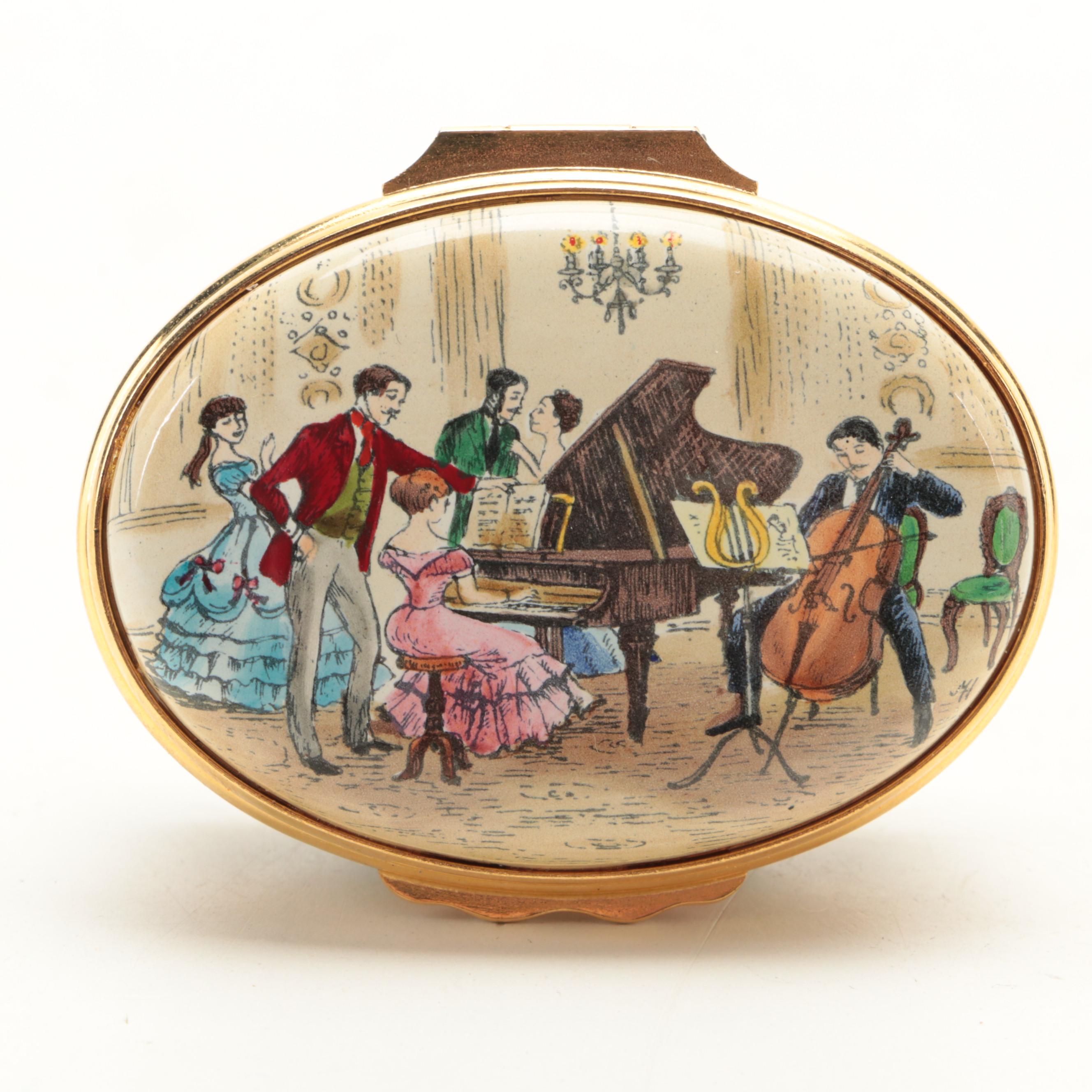 Halcyon Days Bilston and Battersea Carnaval des Animaux "Le Cygne" Music Box