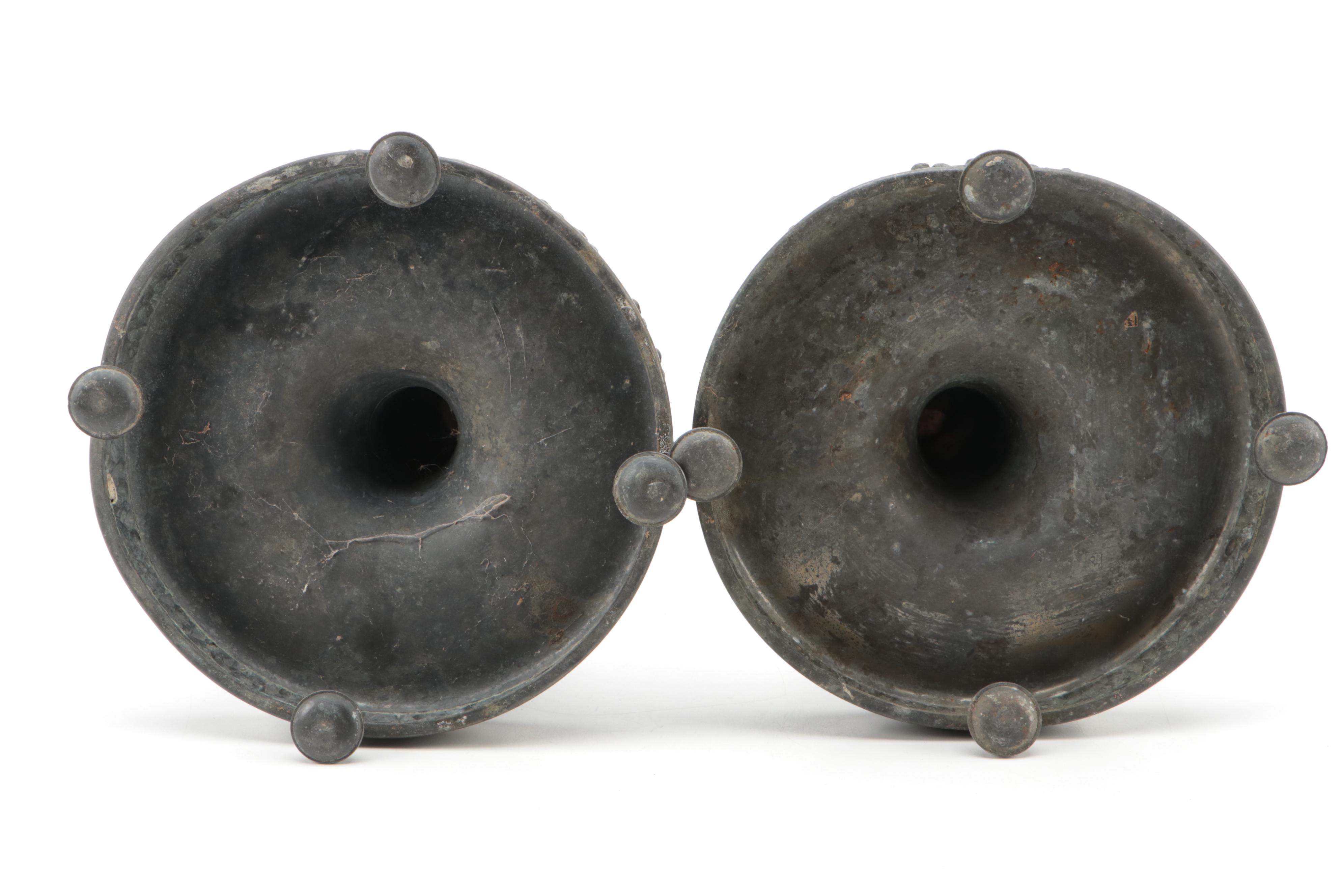 Pair of Late Victorian Pairpoint Pewter Chambersticks