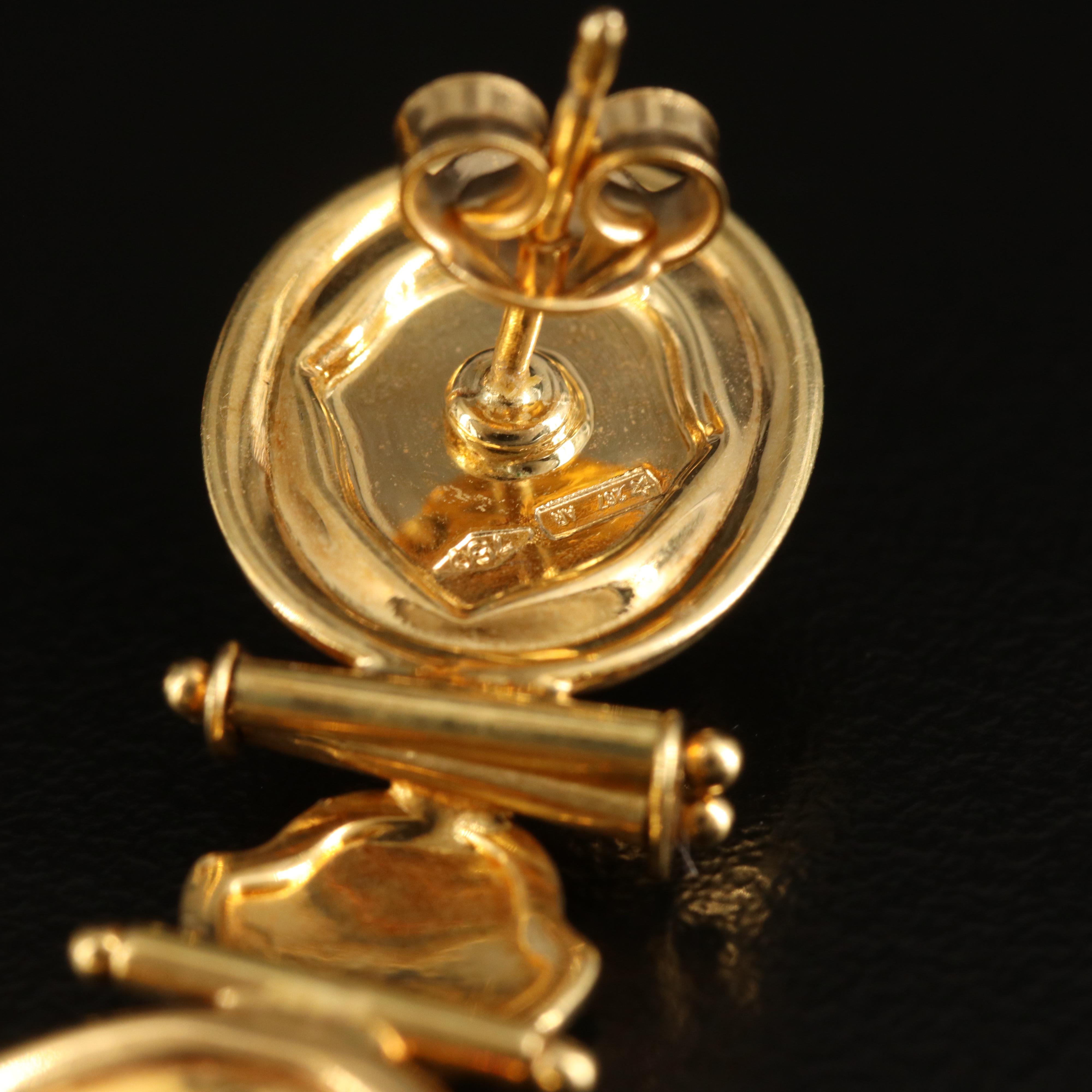 Ivo Spina 18K Renaissance Revival Pan and Syrinx Cameo and Garnet Earrings