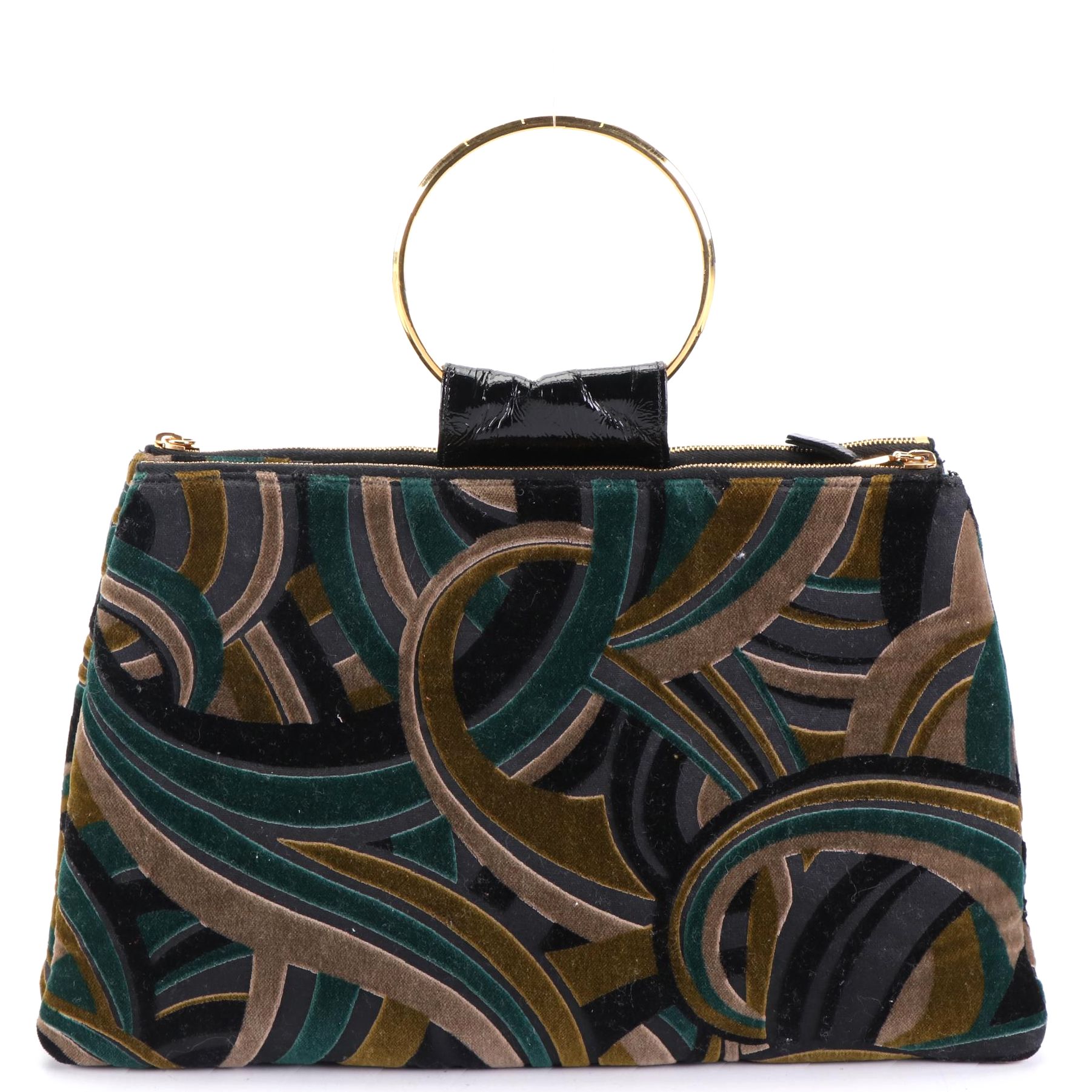 Gianni Versace O Ring Clutch and Belt in Swirl Velvet