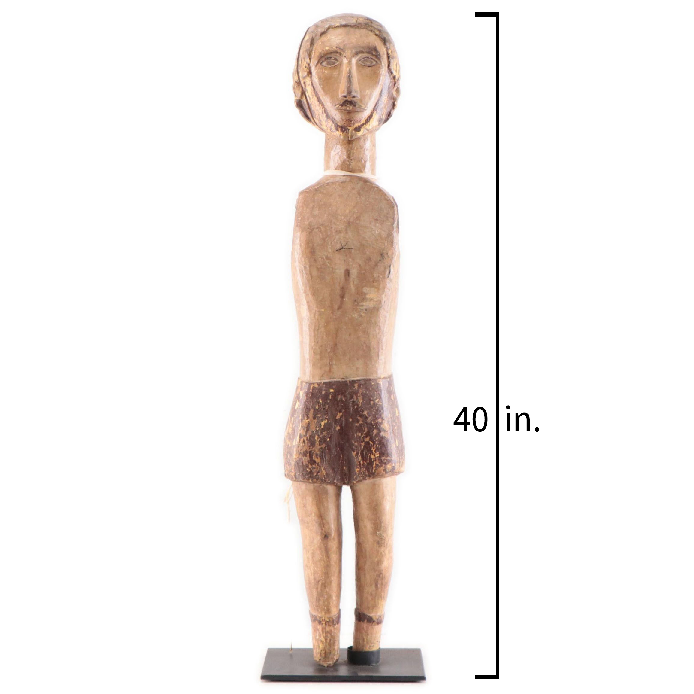 Filipino Carved Wood San Isidro Labrador Church Statue