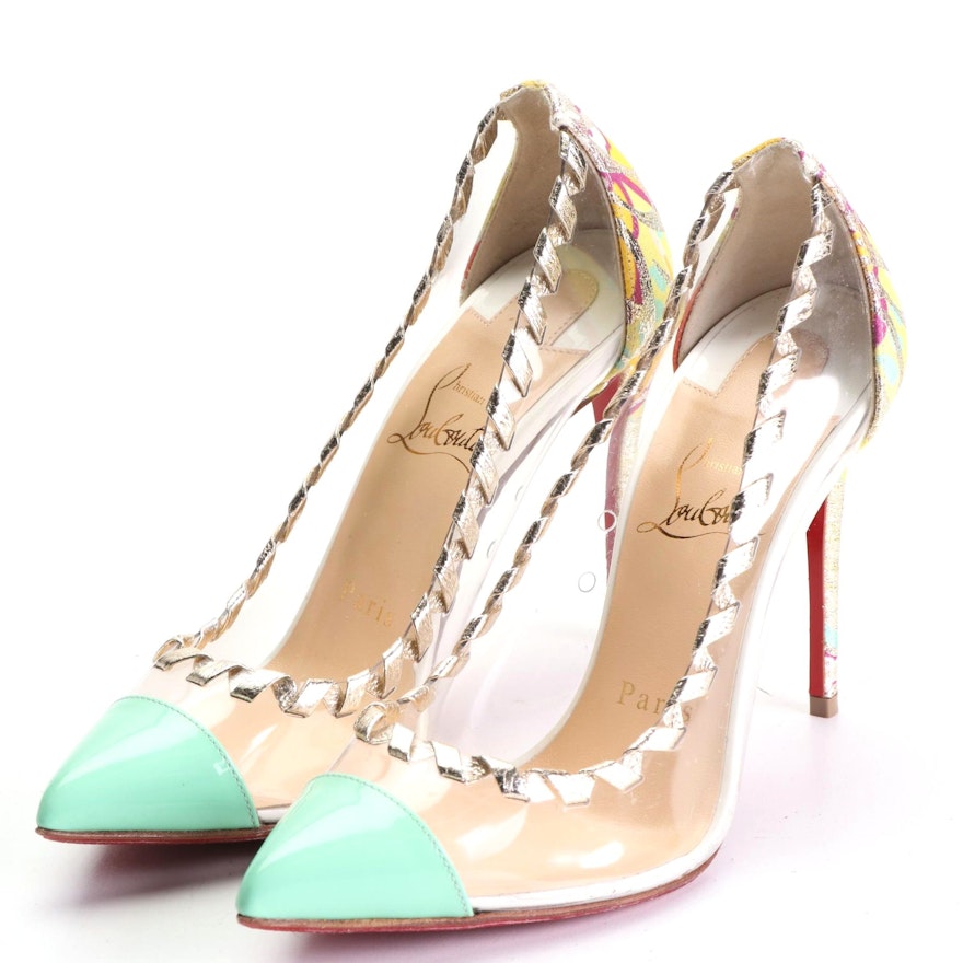 Christian Louboutin "Lisabeth" Pumps in Vinyl, Leather, and Fabric