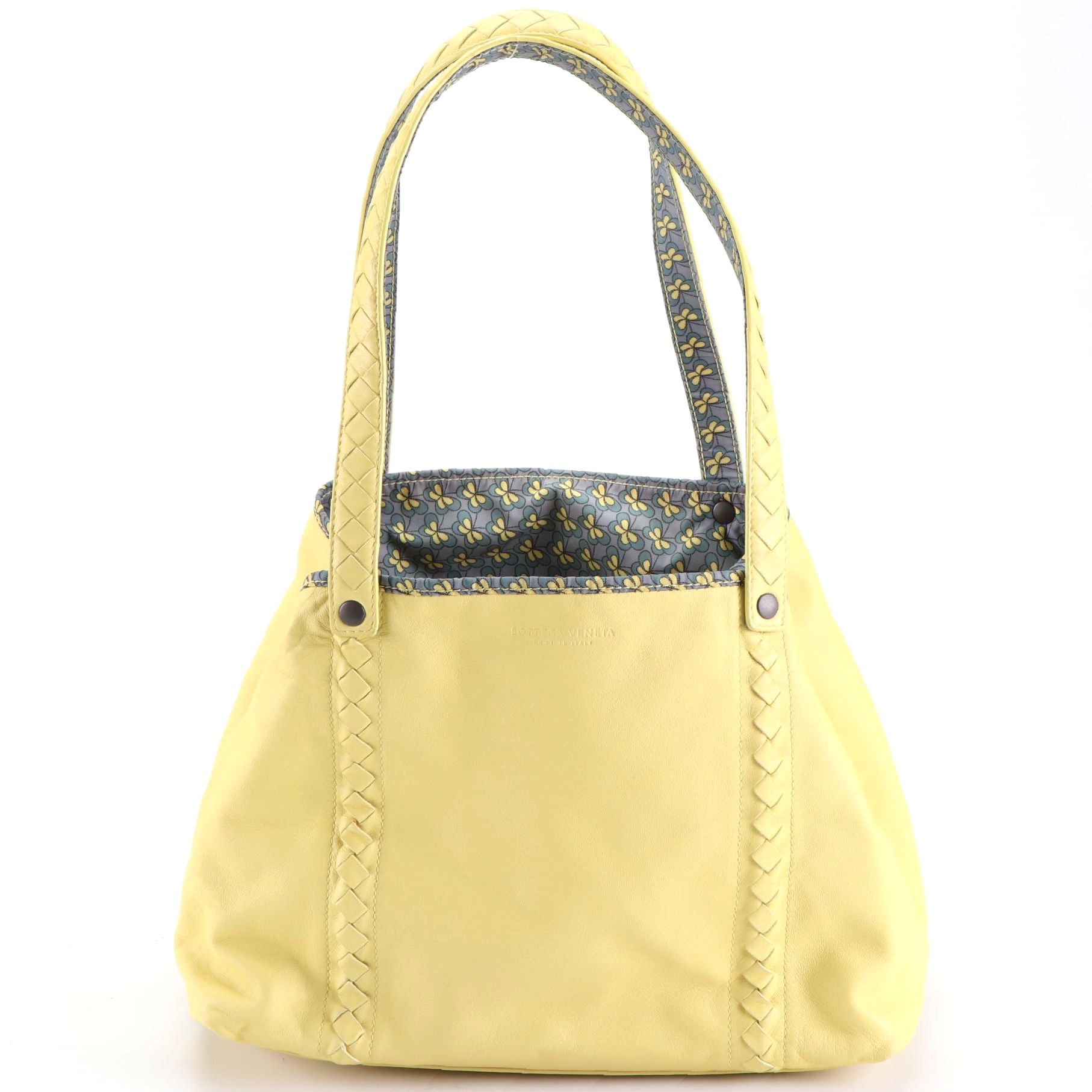 Bottega Veneta Reversible Leather and Printed Canvas Tote