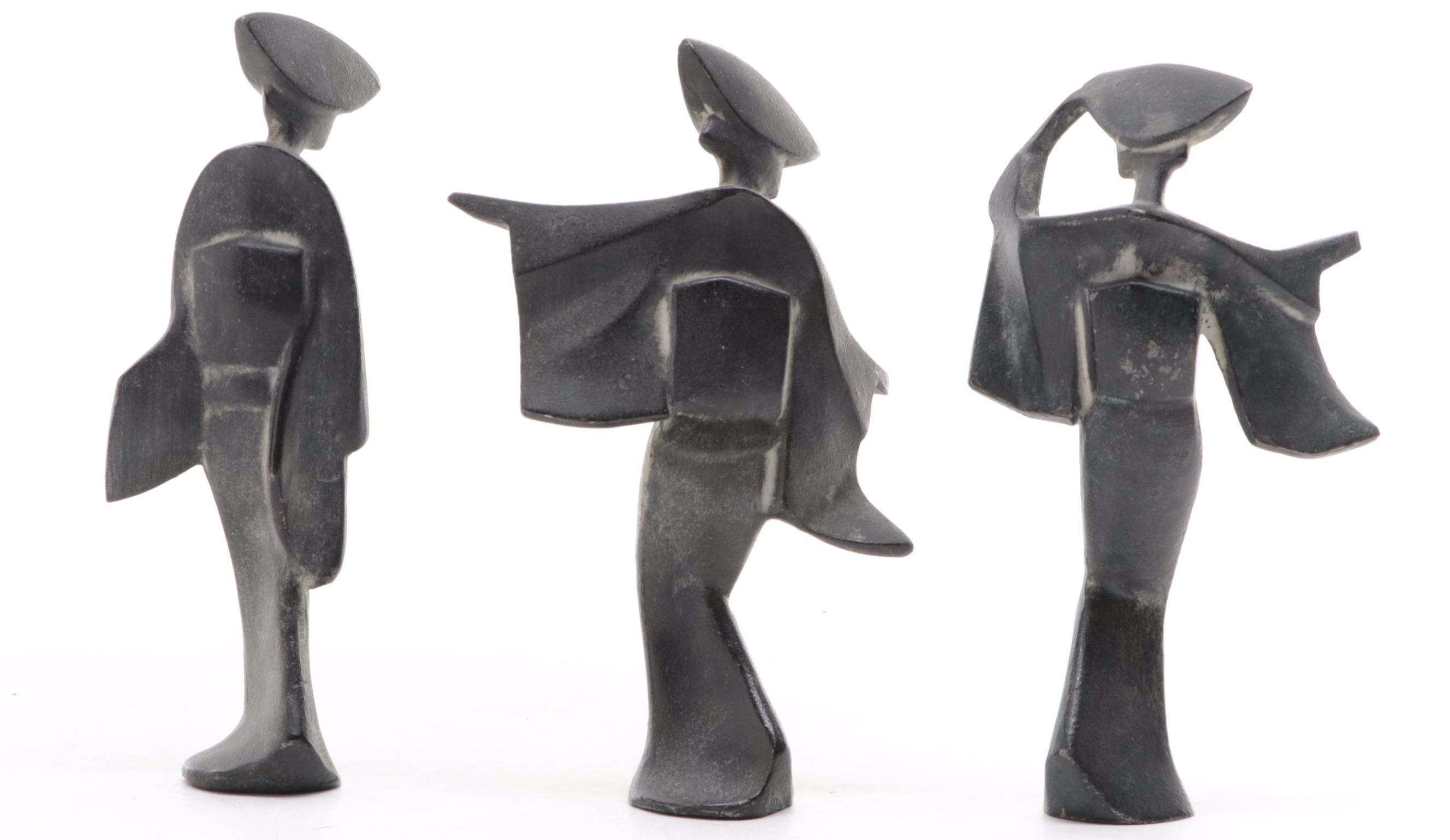 Japanese Cast Iron Sculptures of Dancers