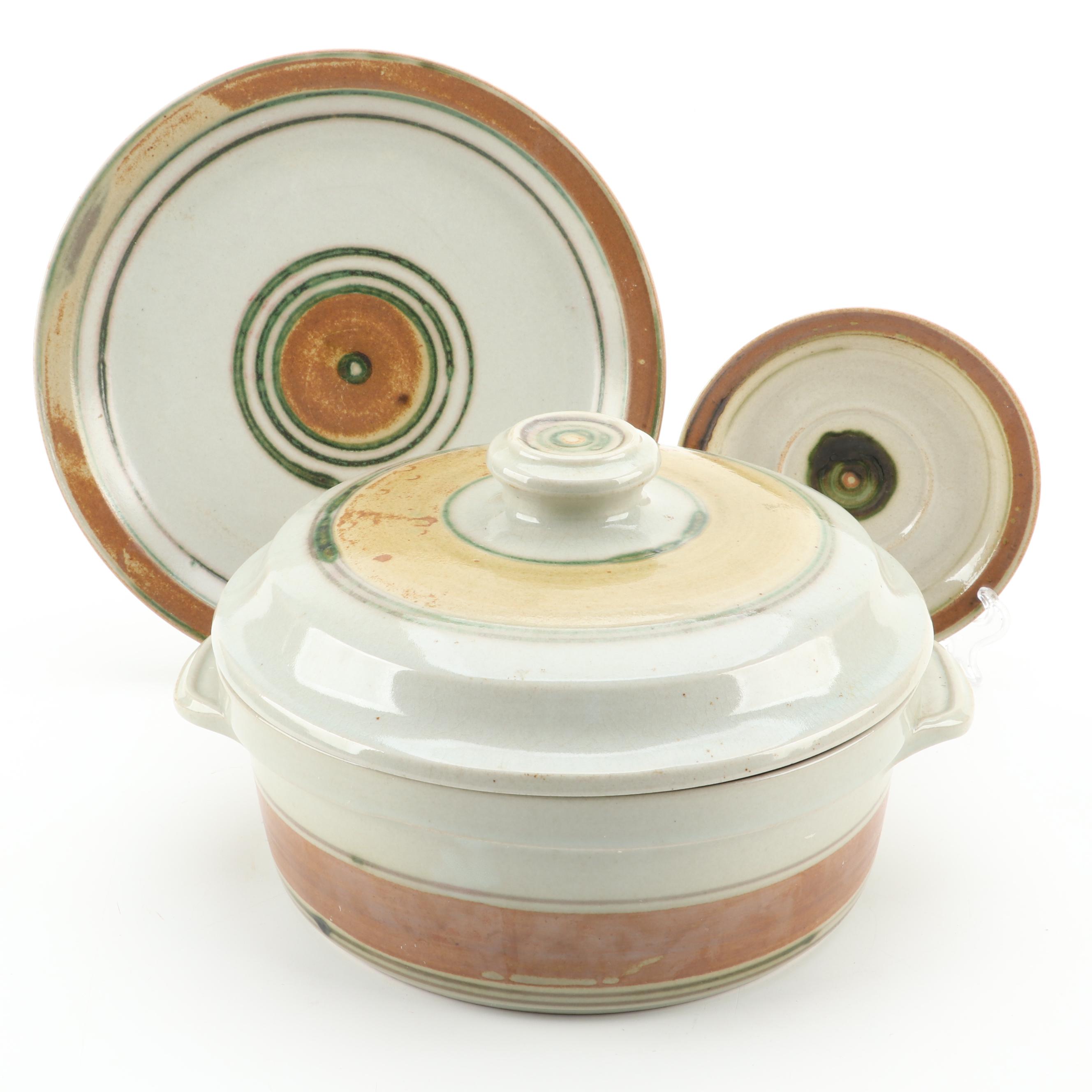 Earthenware Coveres Casserole and Plates