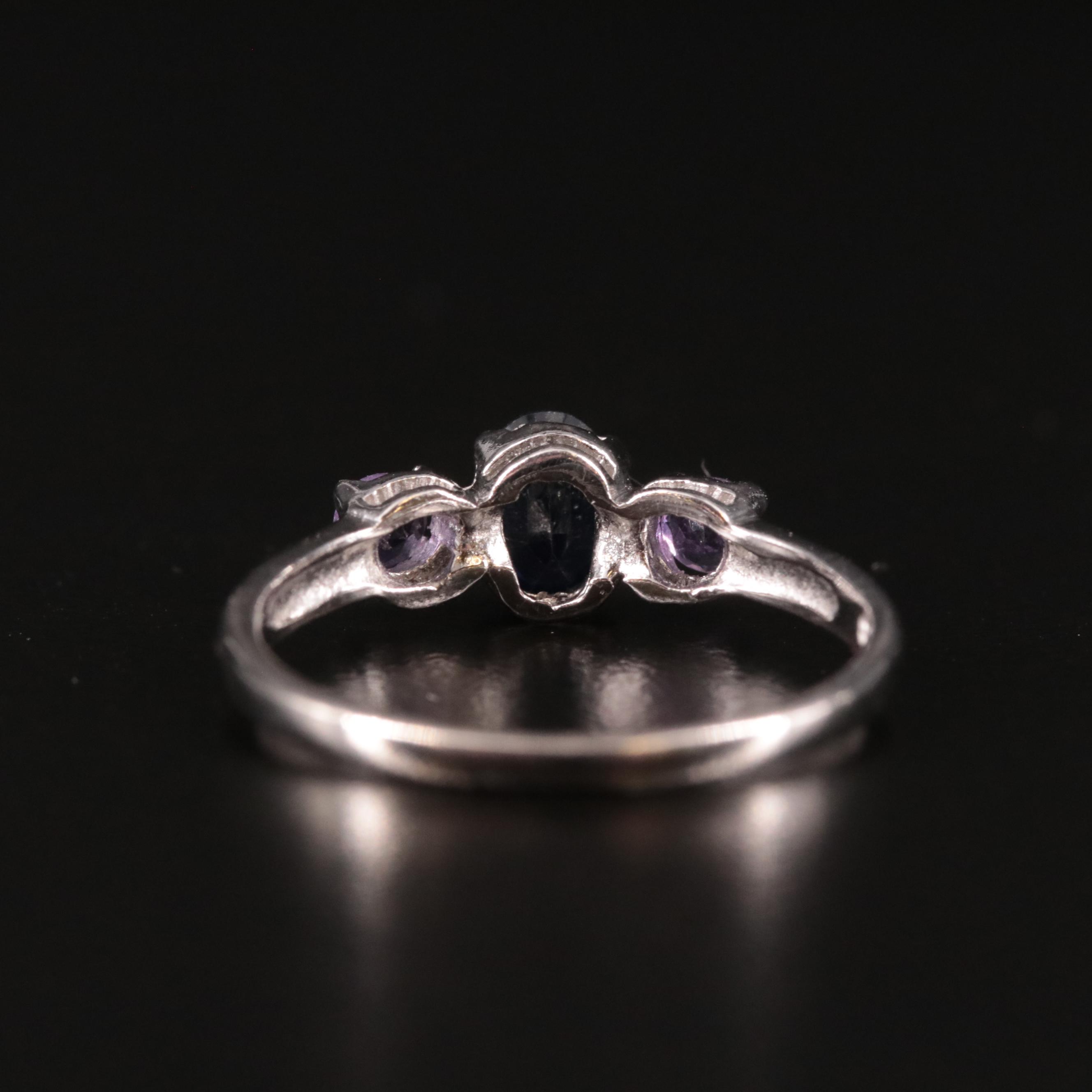 Sterling Sapphire and Amethyst Ring