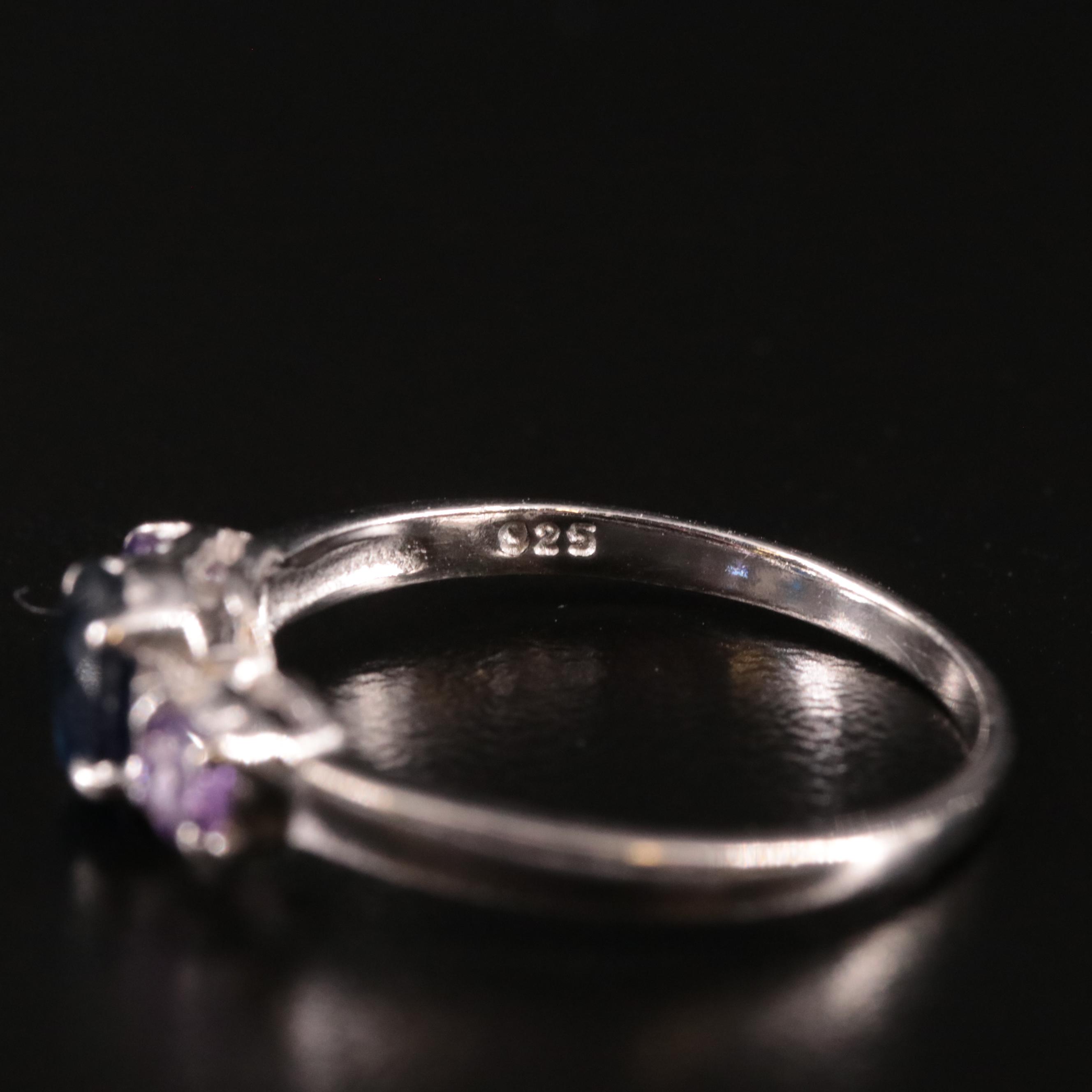 Sterling Sapphire and Amethyst Ring