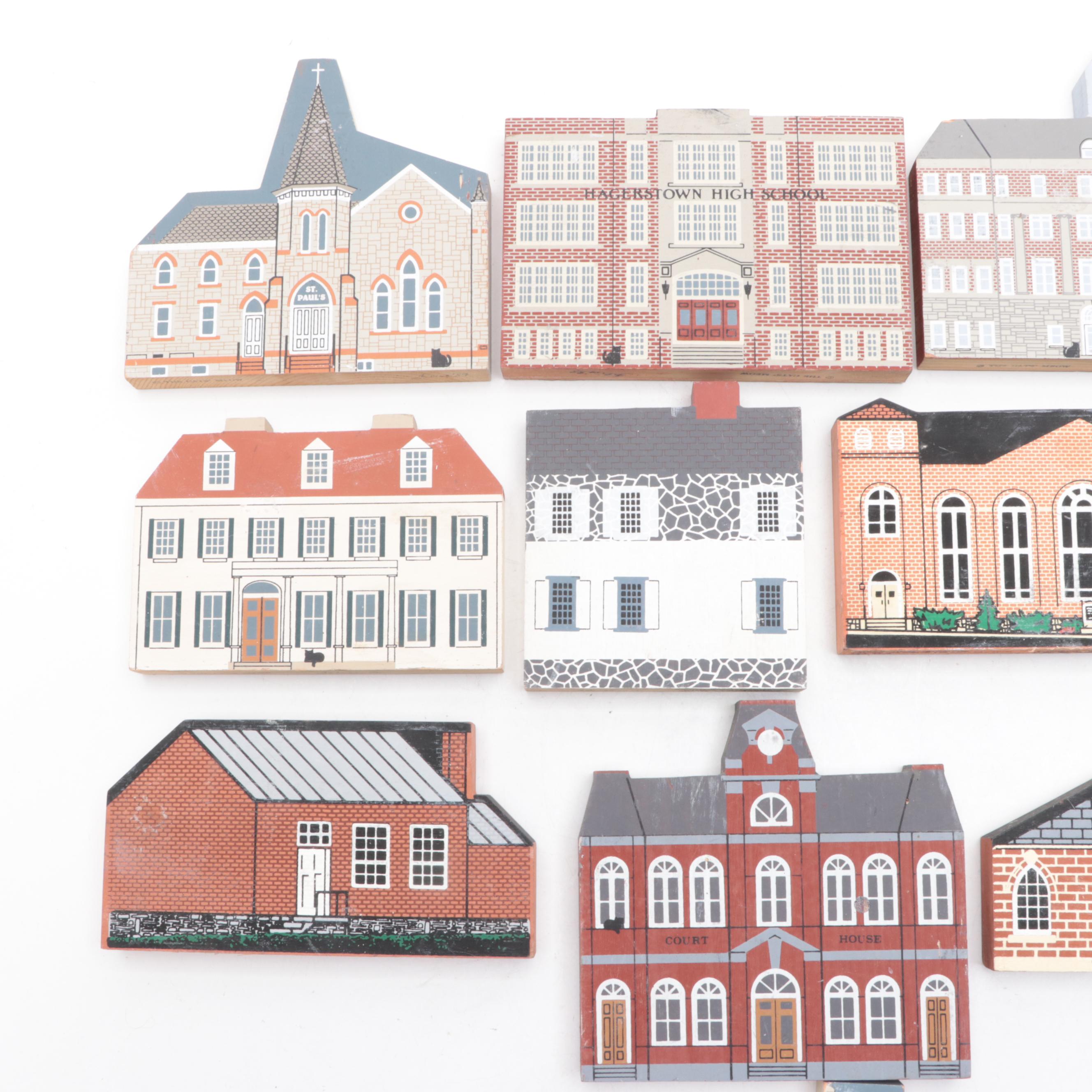 Cotton Art "My Home Towne" Wooden Maryland Historical Building Miniature Facades