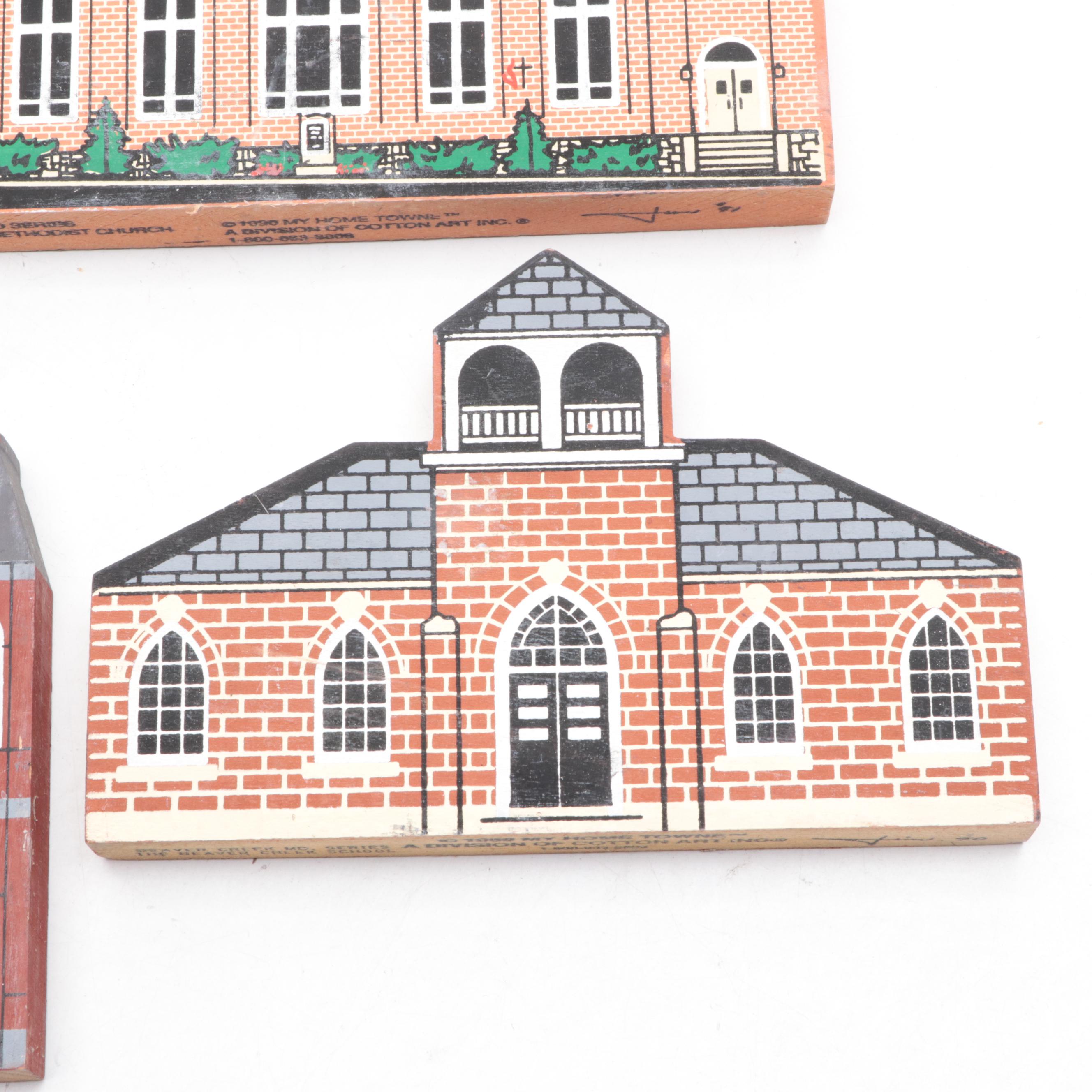 Cotton Art "My Home Towne" Wooden Maryland Historical Building Miniature Facades