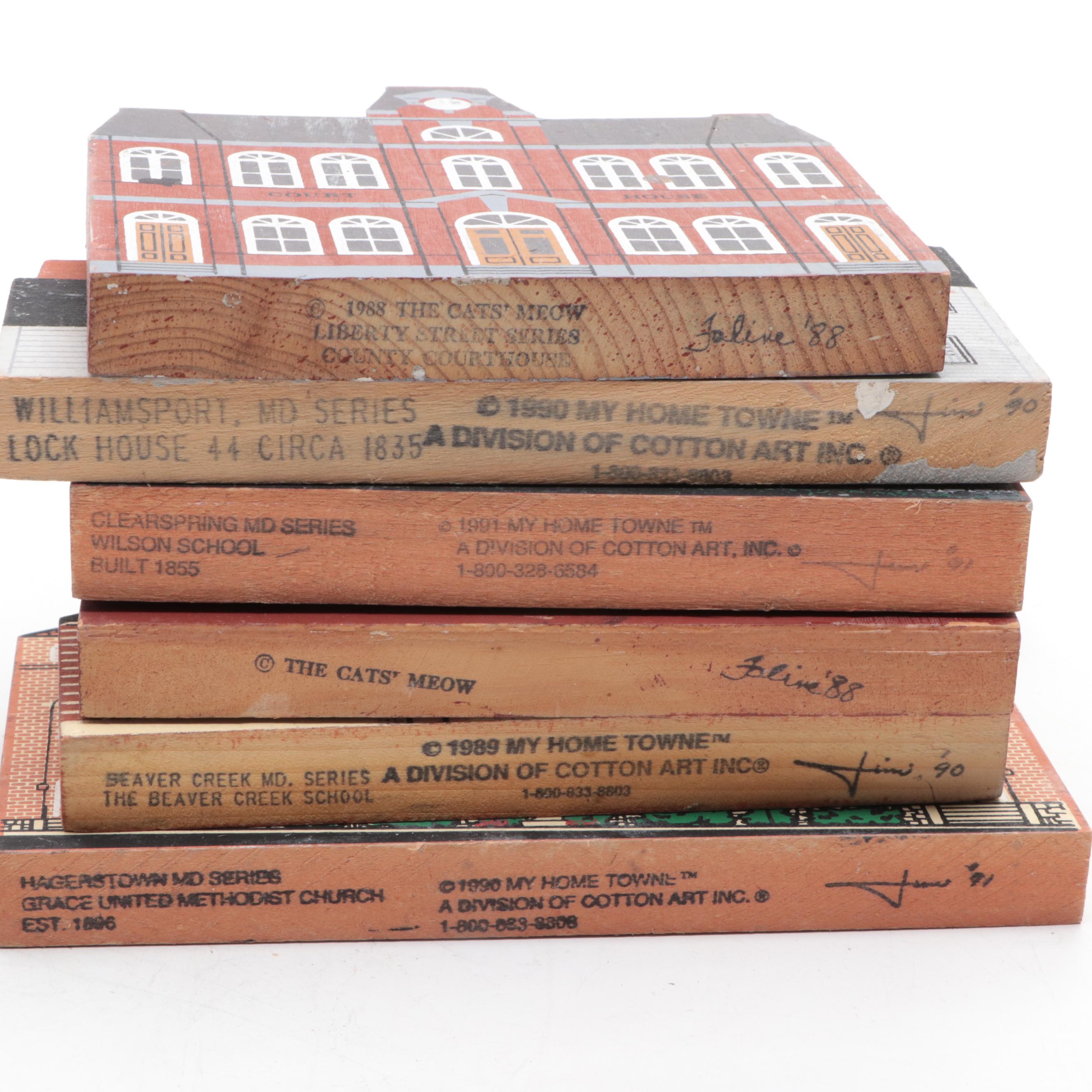 Cotton Art "My Home Towne" Wooden Maryland Historical Building Miniature Facades