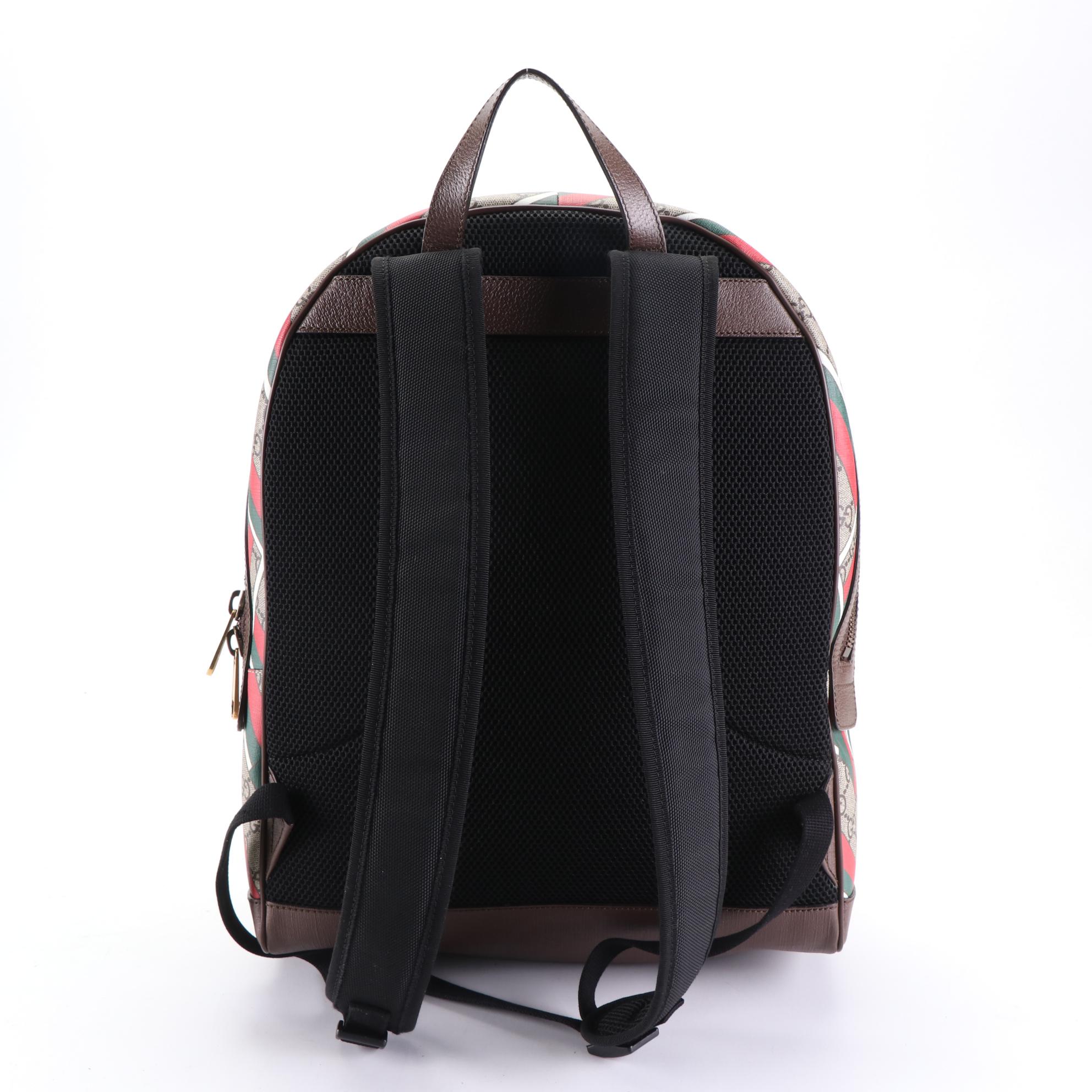 Gucci Backpack in GG Supreme and Chevron Printed Coated Canvas
