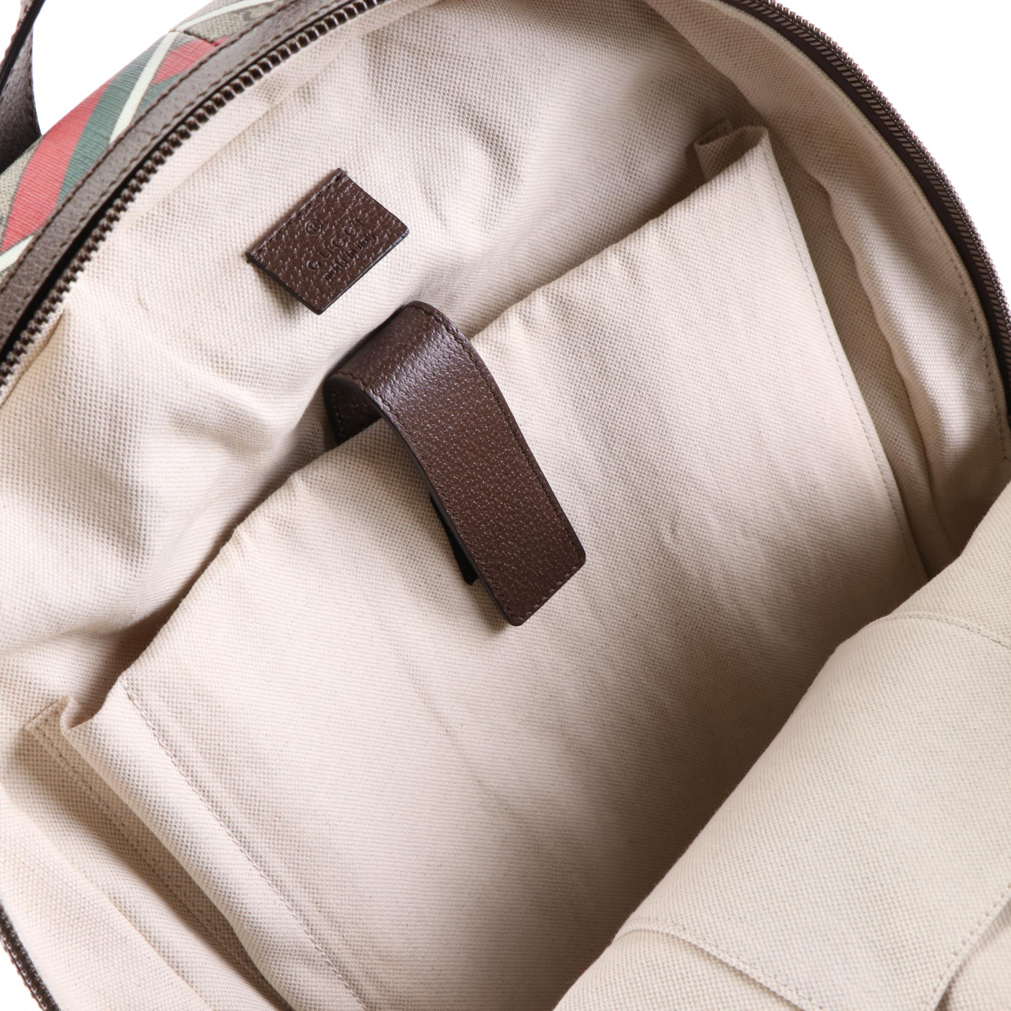 Gucci Backpack in GG Supreme and Chevron Printed Coated Canvas