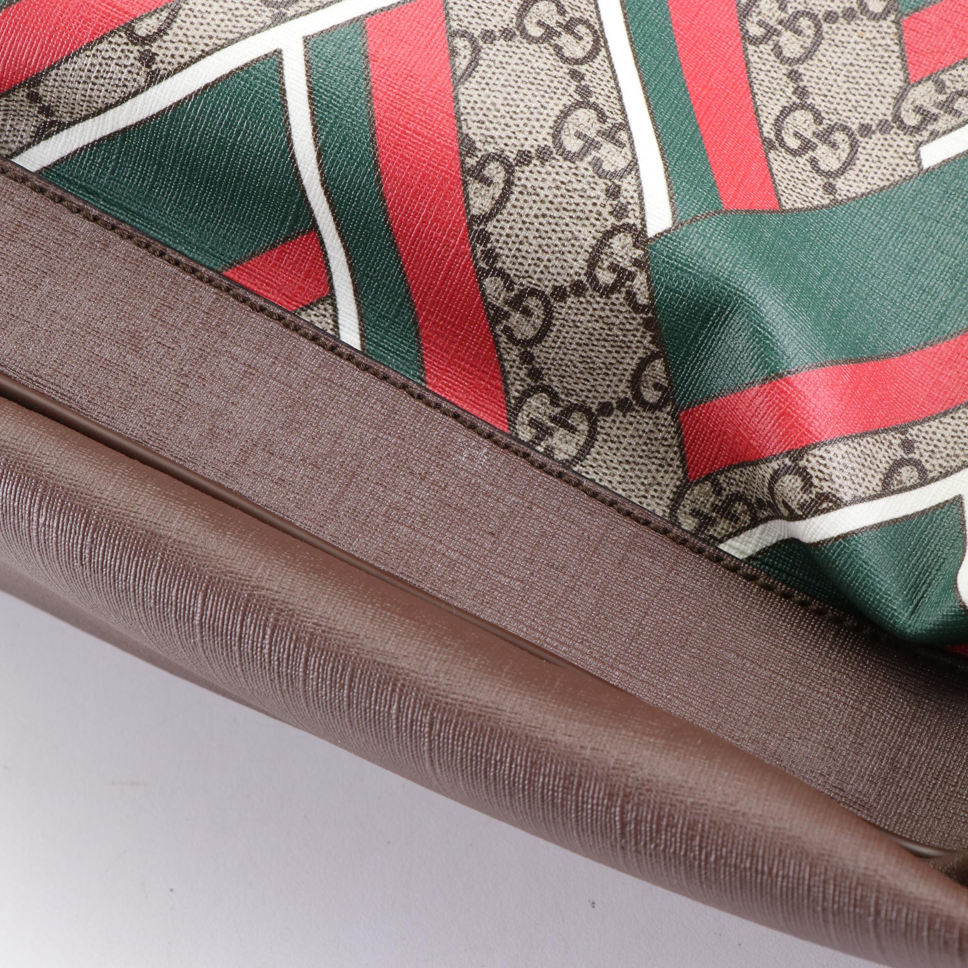 Gucci Backpack in GG Supreme and Chevron Printed Coated Canvas