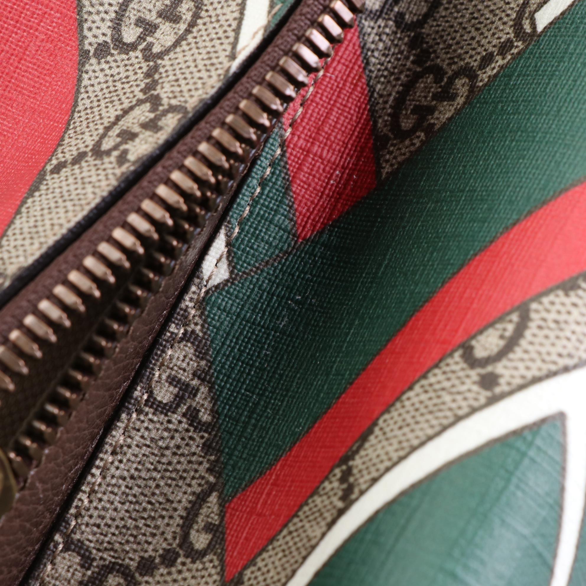 Gucci Backpack in GG Supreme and Chevron Printed Coated Canvas