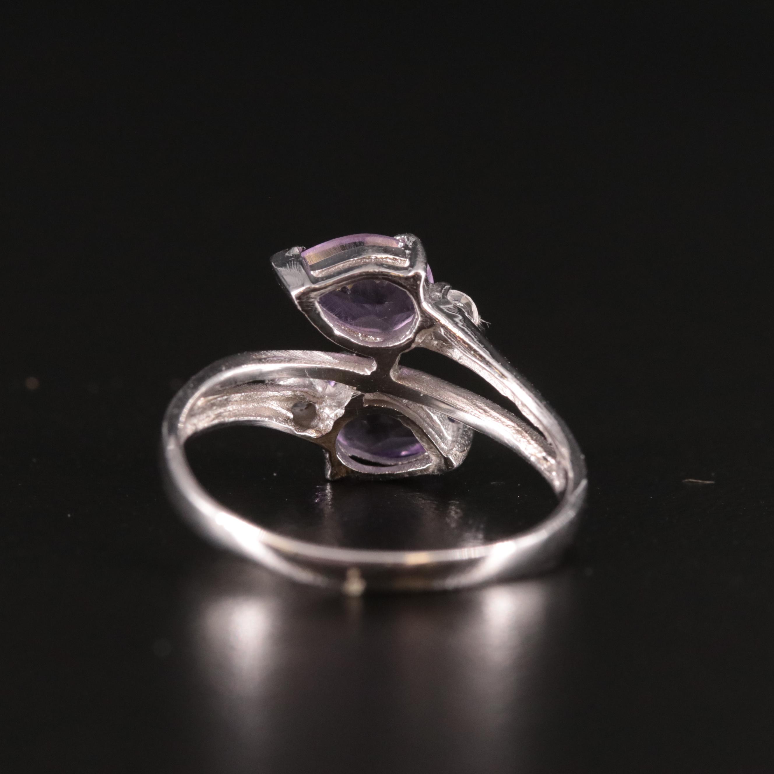 Sterling Amethyst and White Topaz Bypass Ring