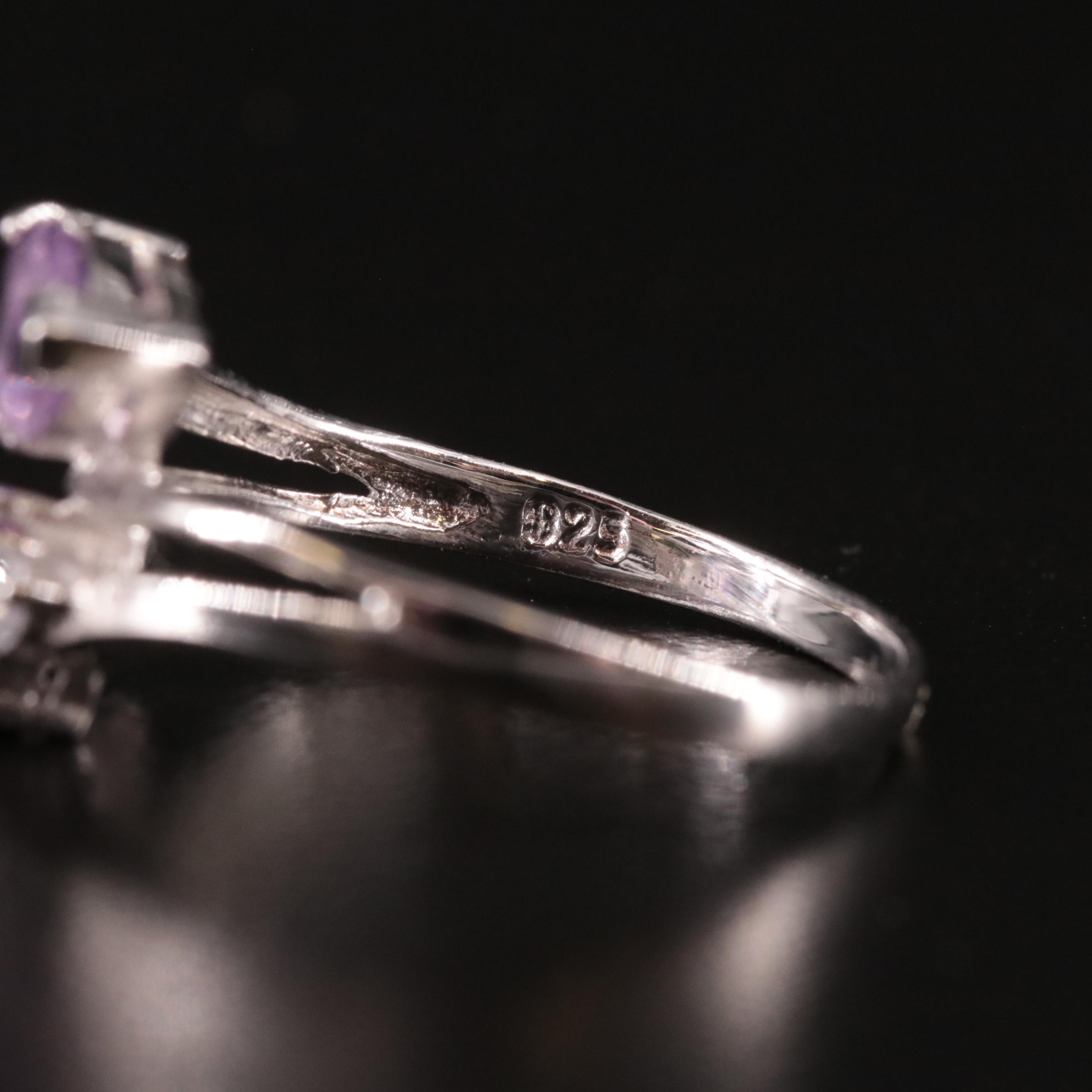 Sterling Amethyst and White Topaz Bypass Ring