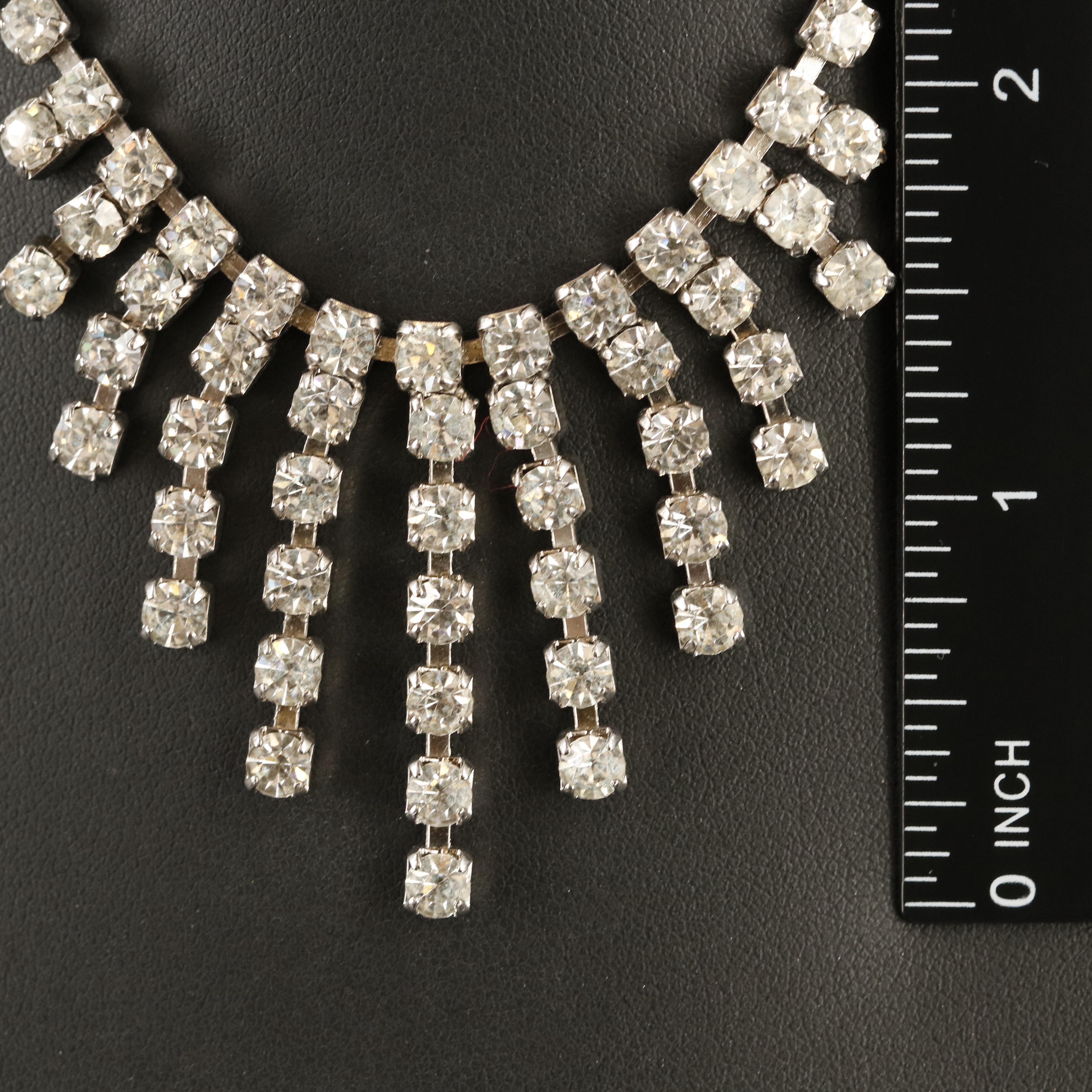 1940s Rhinestone Fringe Necklace
