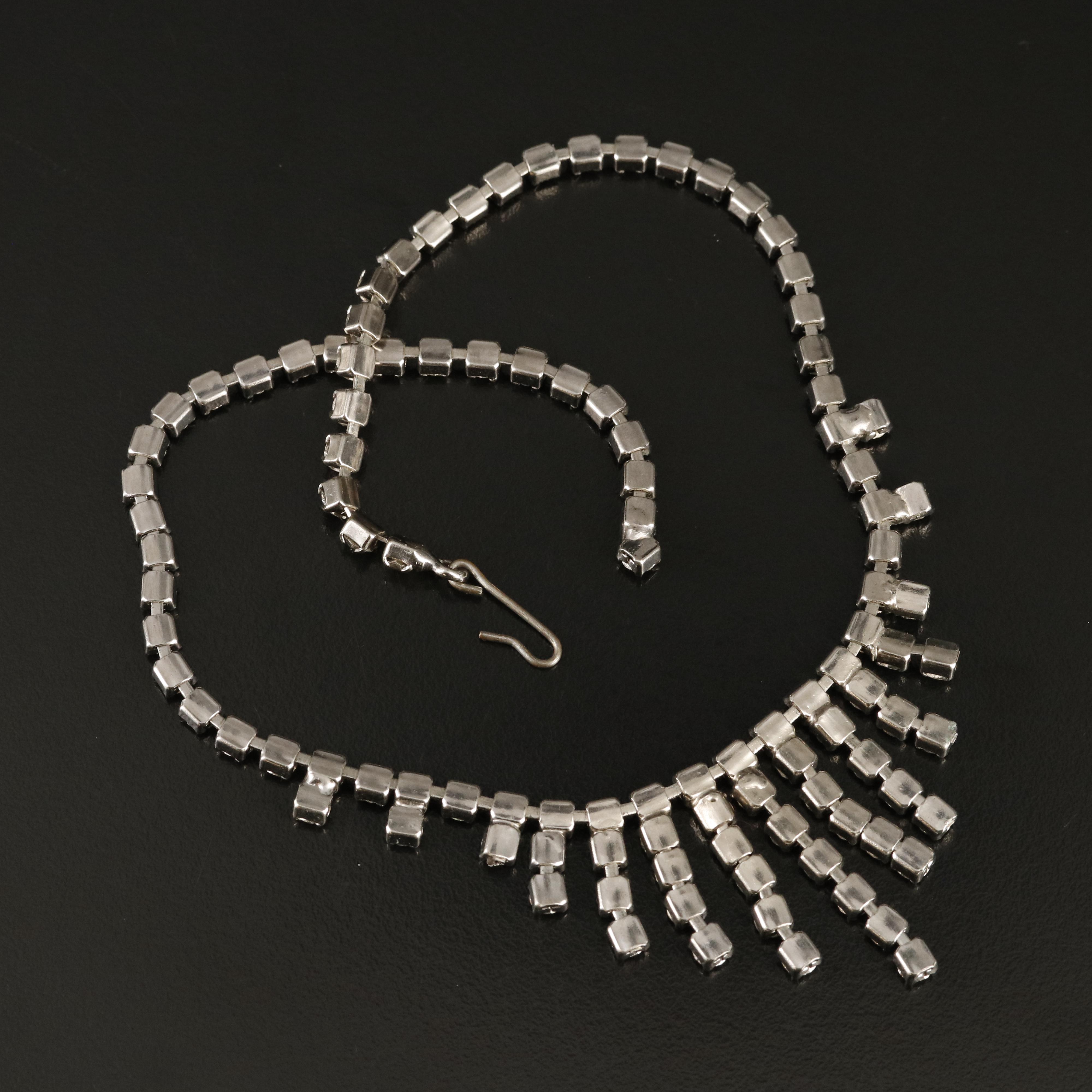 1940s Rhinestone Fringe Necklace