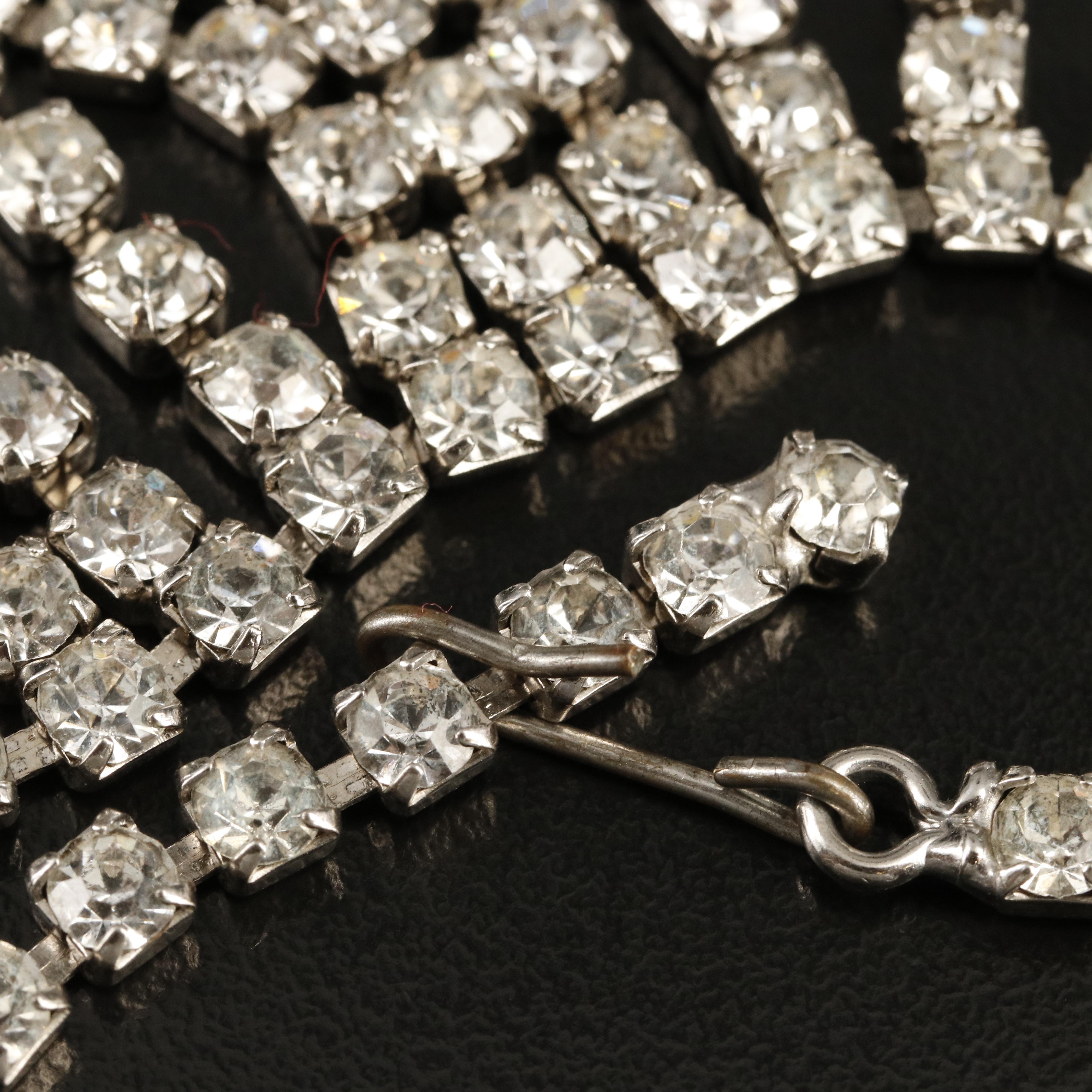 1940s Rhinestone Fringe Necklace