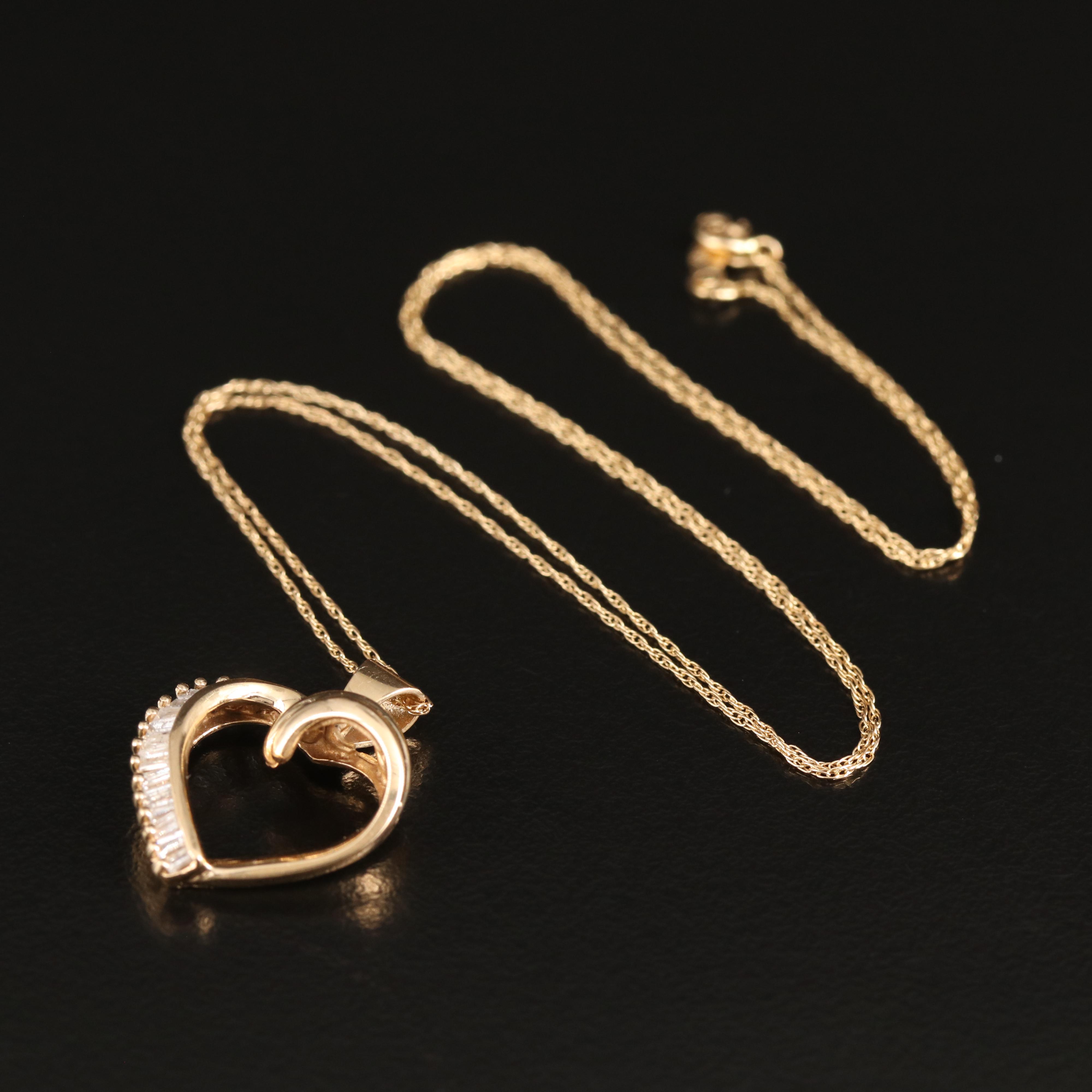 14K 0.30 CTW Diamond Heart Pendant Necklace