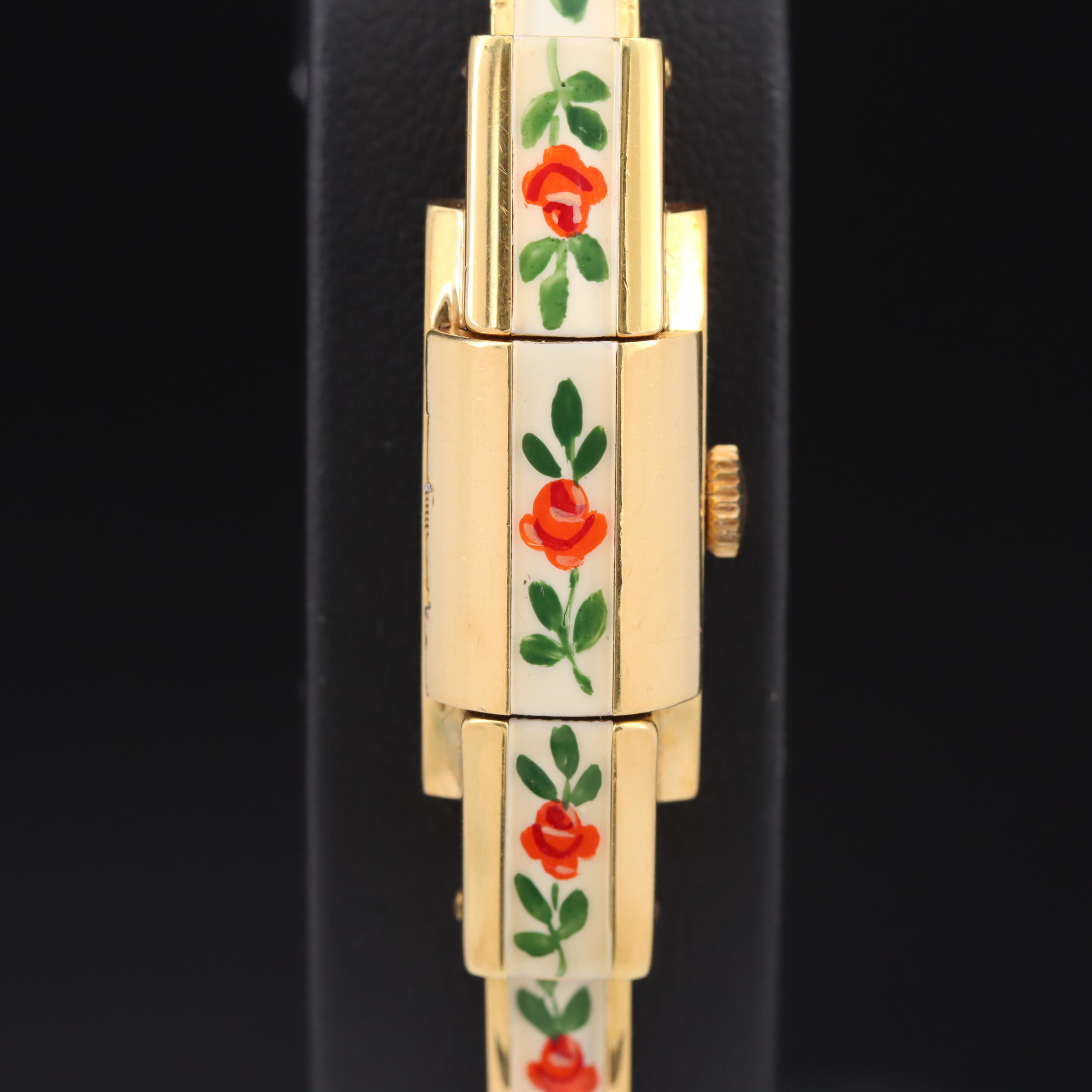 Hinged Bangle with Covered Swiss Watch