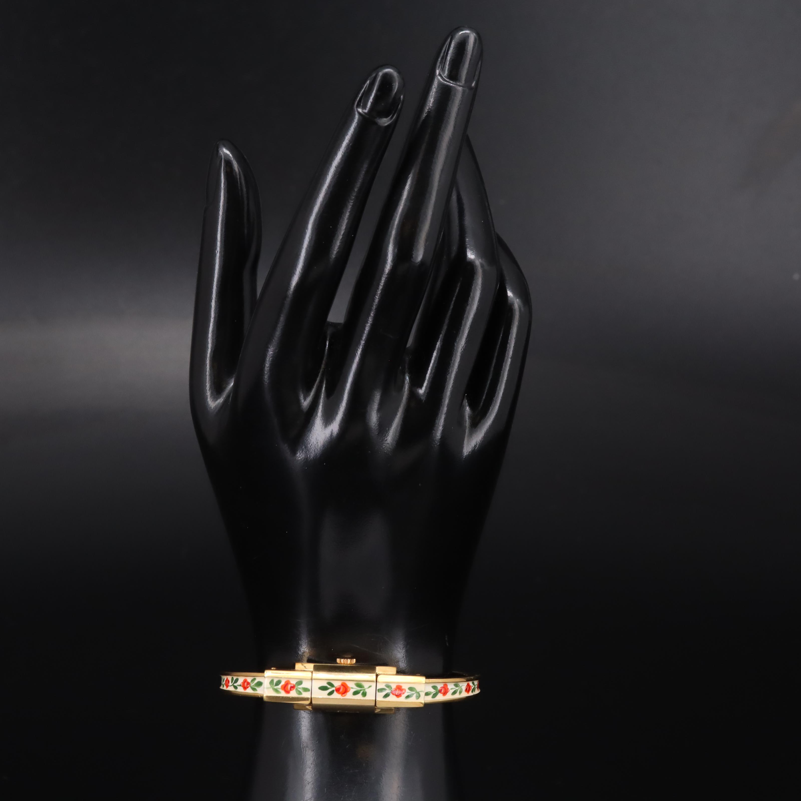 Hinged Bangle with Covered Swiss Watch