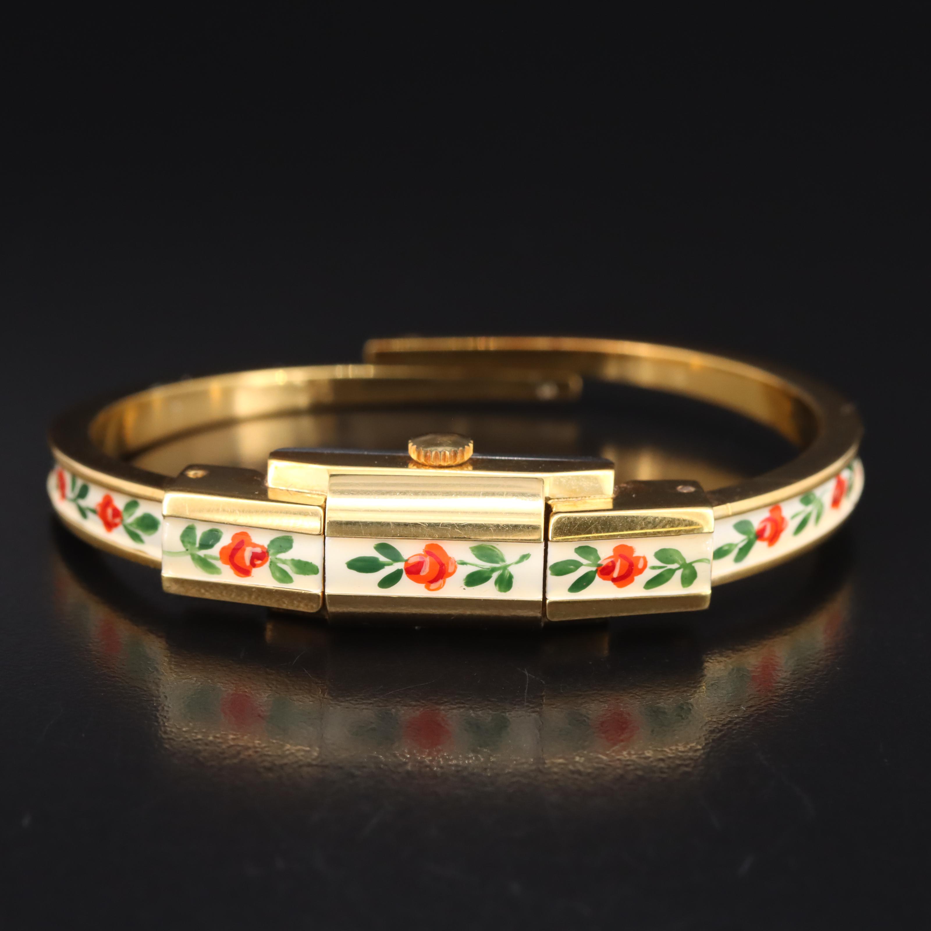 Hinged Bangle with Covered Swiss Watch