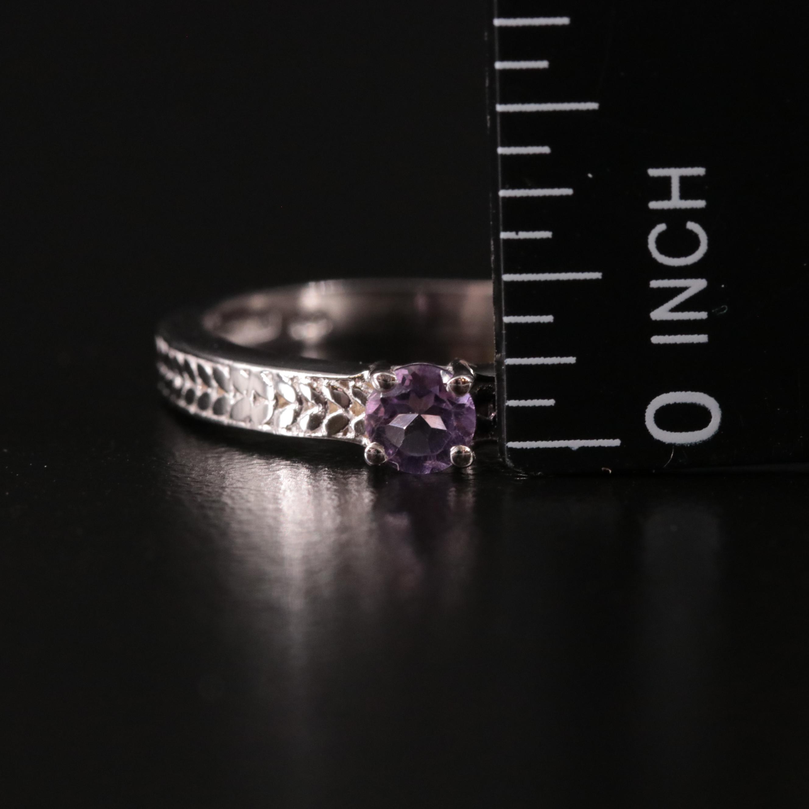 Sterling Amethyst Textured Ring