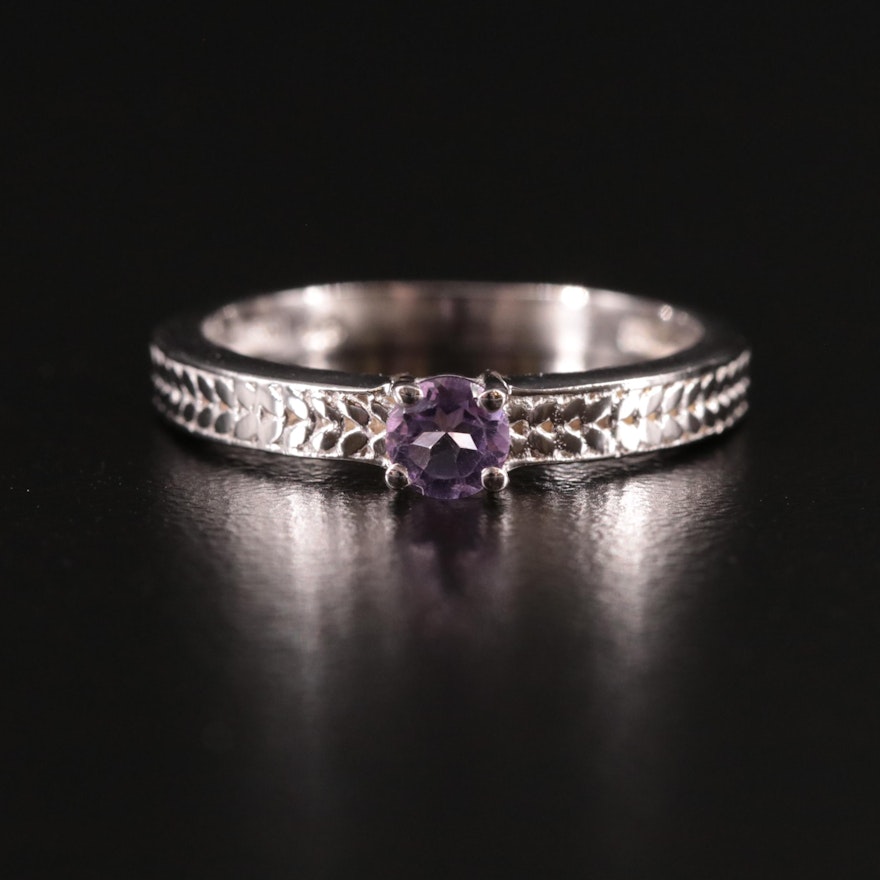 Sterling Amethyst Textured Ring