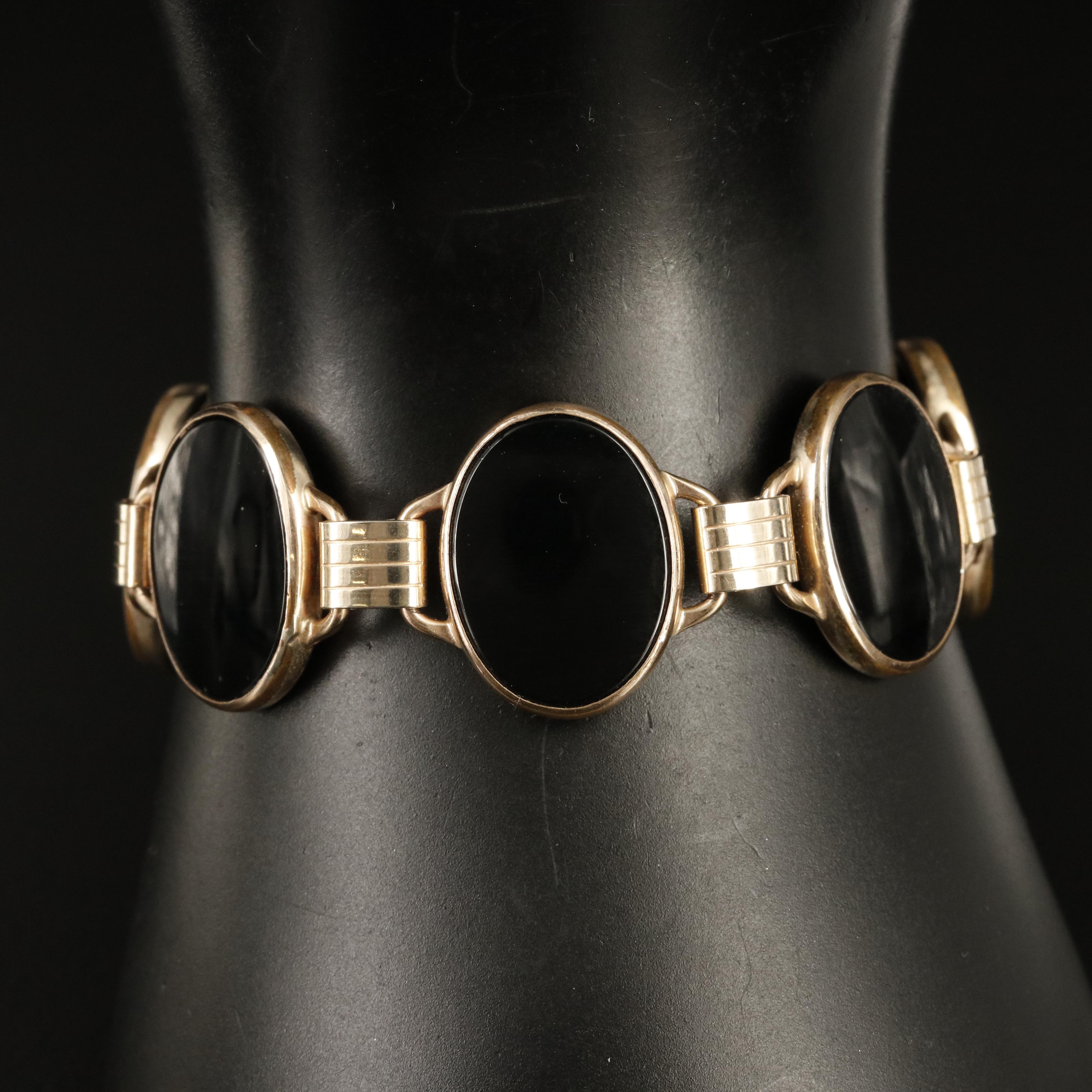 Engel Bro. Inc. Black Onyx Panel Bracelet