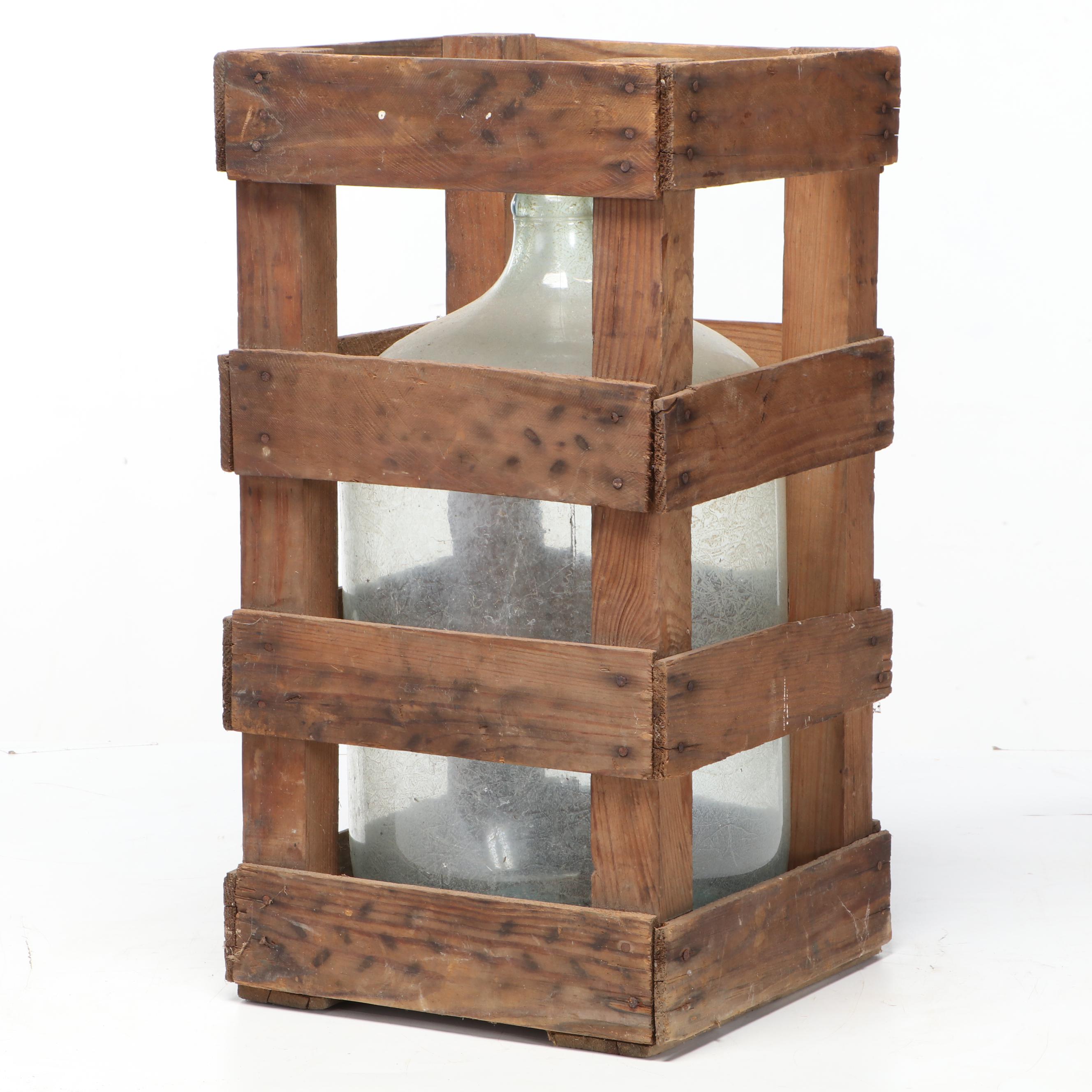 Crated Owens Illinois and Crisa Glass 5 Gallon Carboy Bottles