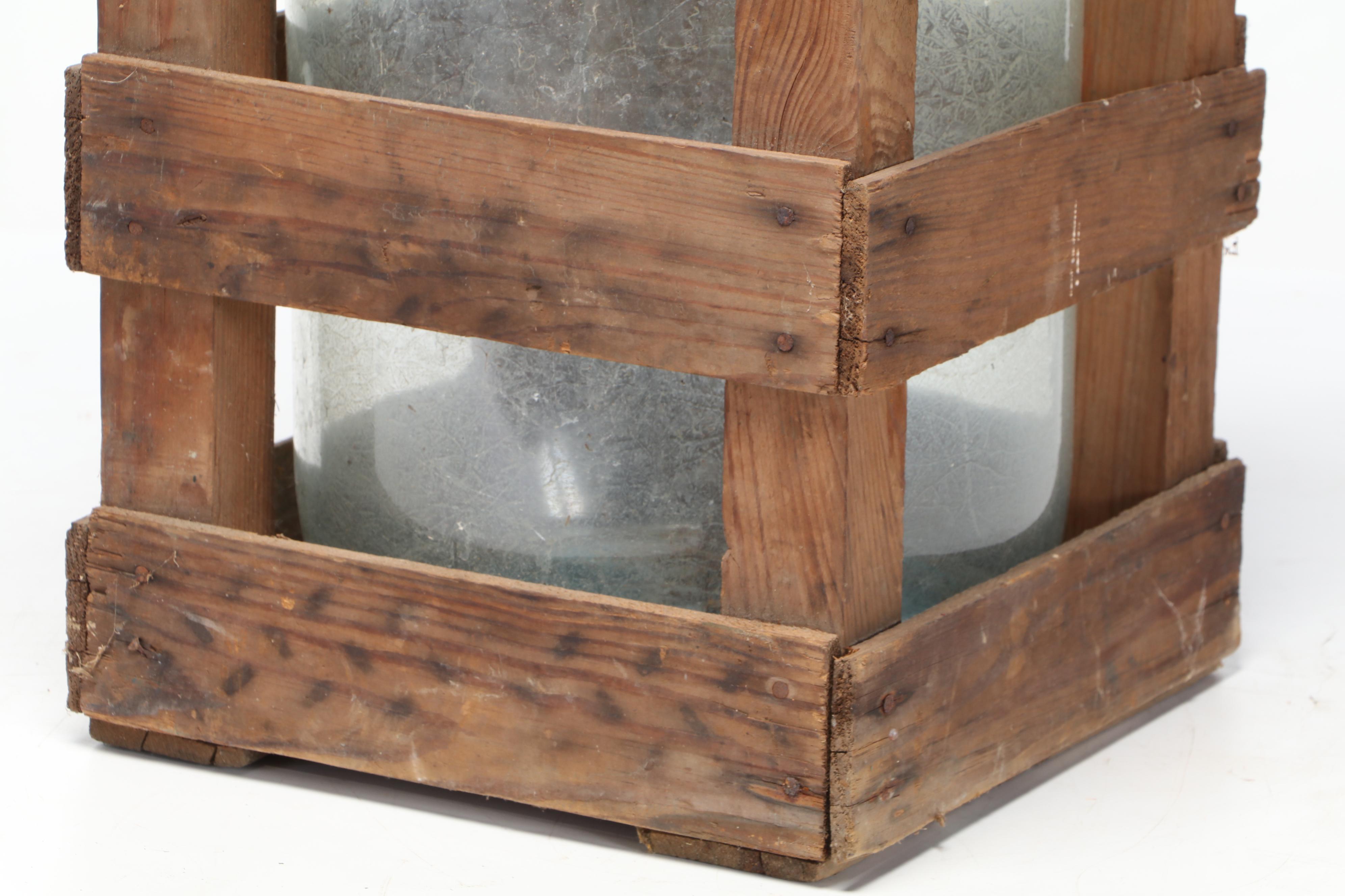 Crated Owens Illinois and Crisa Glass 5 Gallon Carboy Bottles