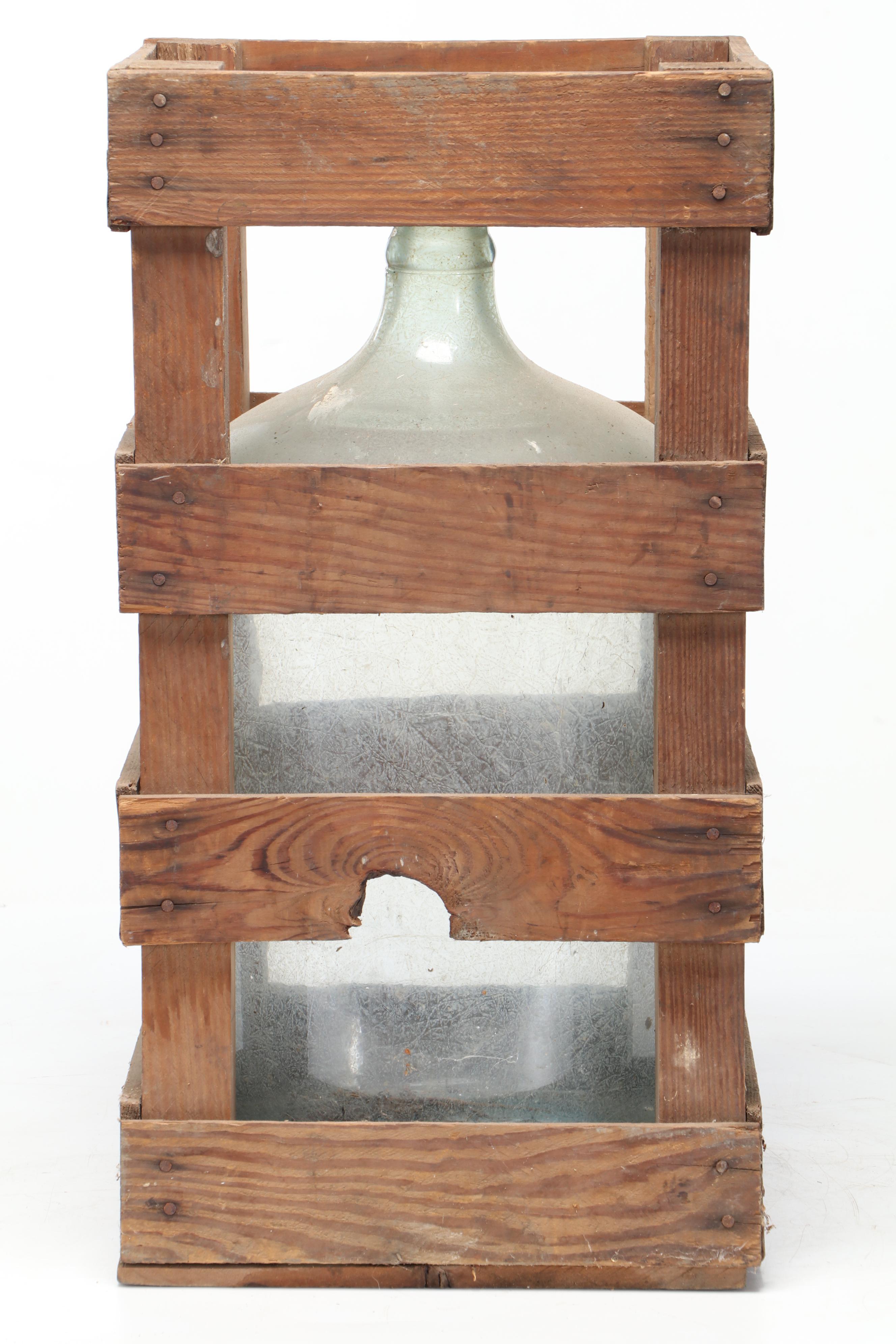 Crated Owens Illinois and Crisa Glass 5 Gallon Carboy Bottles