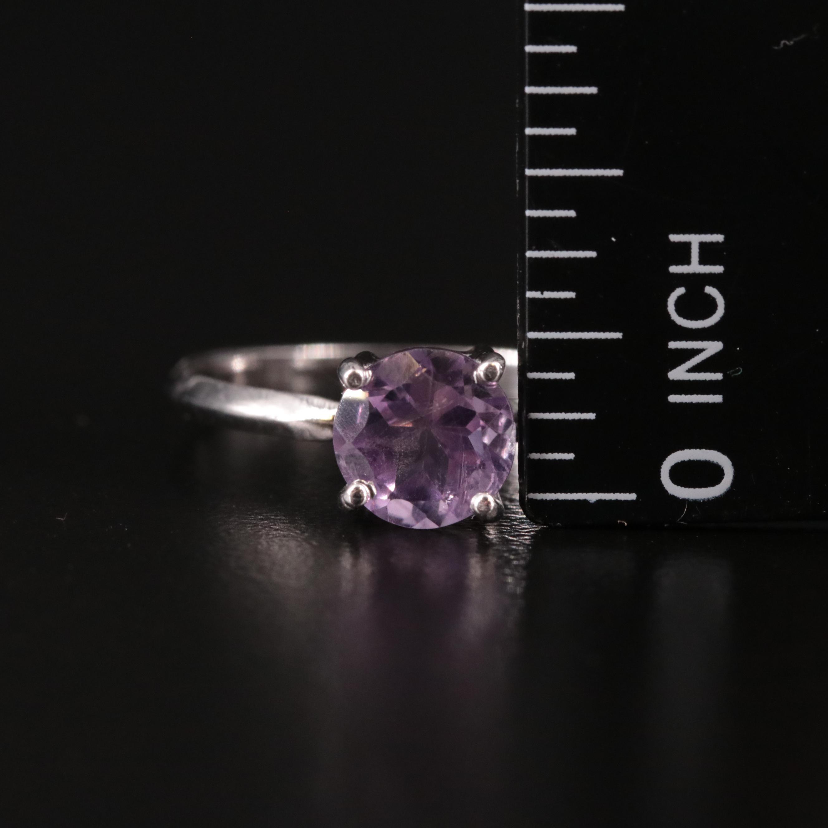 Sterling Amethyst Solitaire Ring