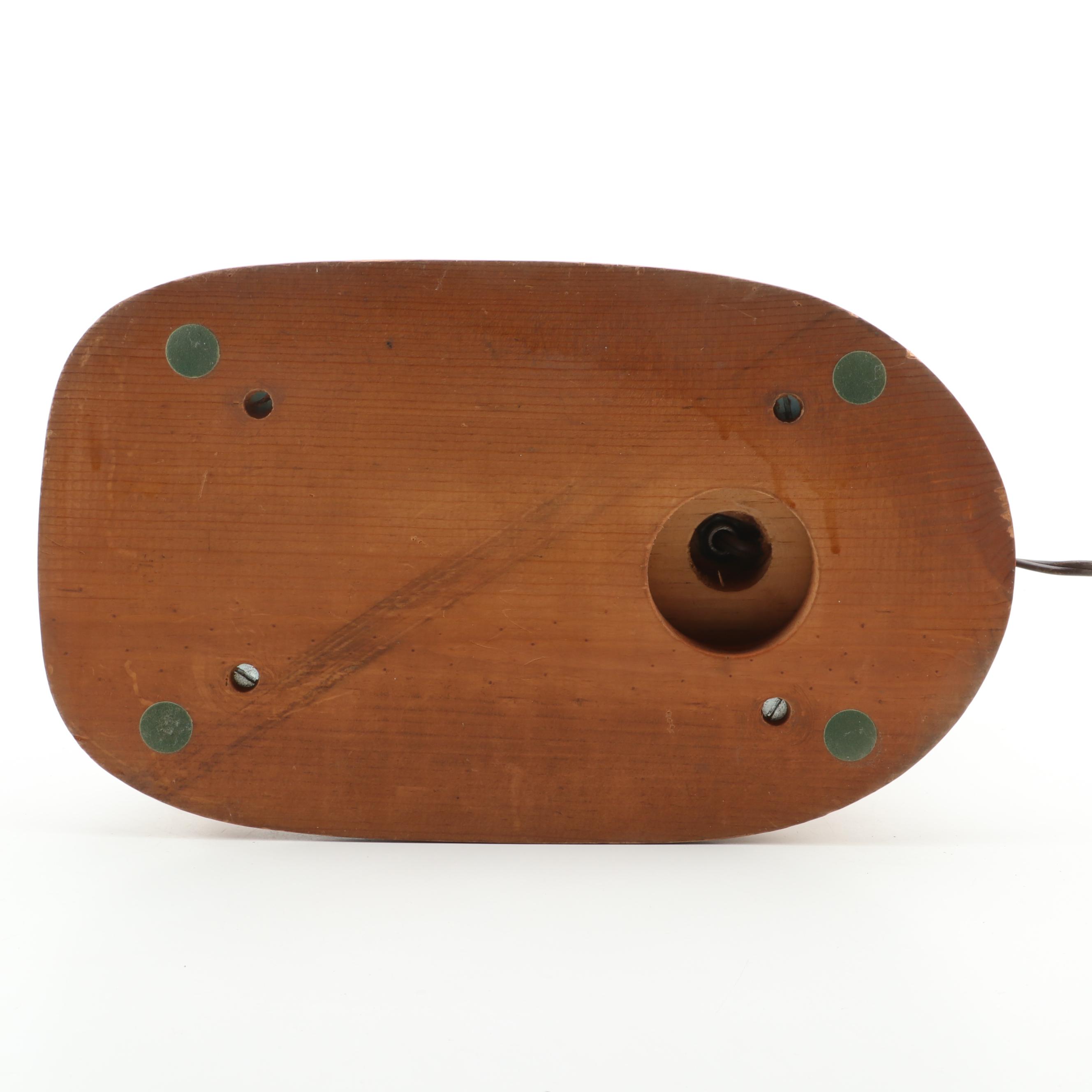 Carved Walnut Rifle Buttstock Lamps With Mini Oak Duck Decoys