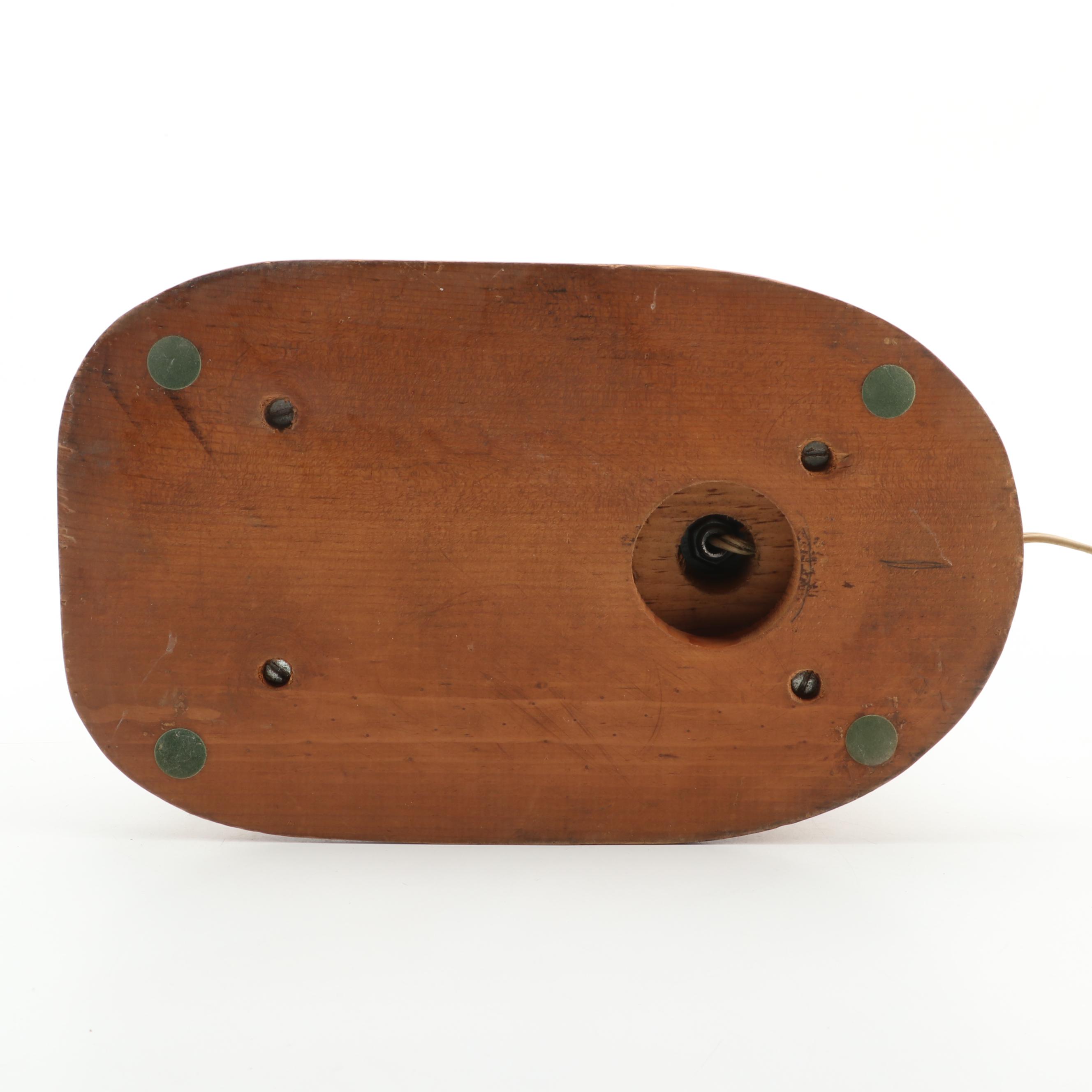 Carved Walnut Rifle Buttstock Lamps With Mini Oak Duck Decoys